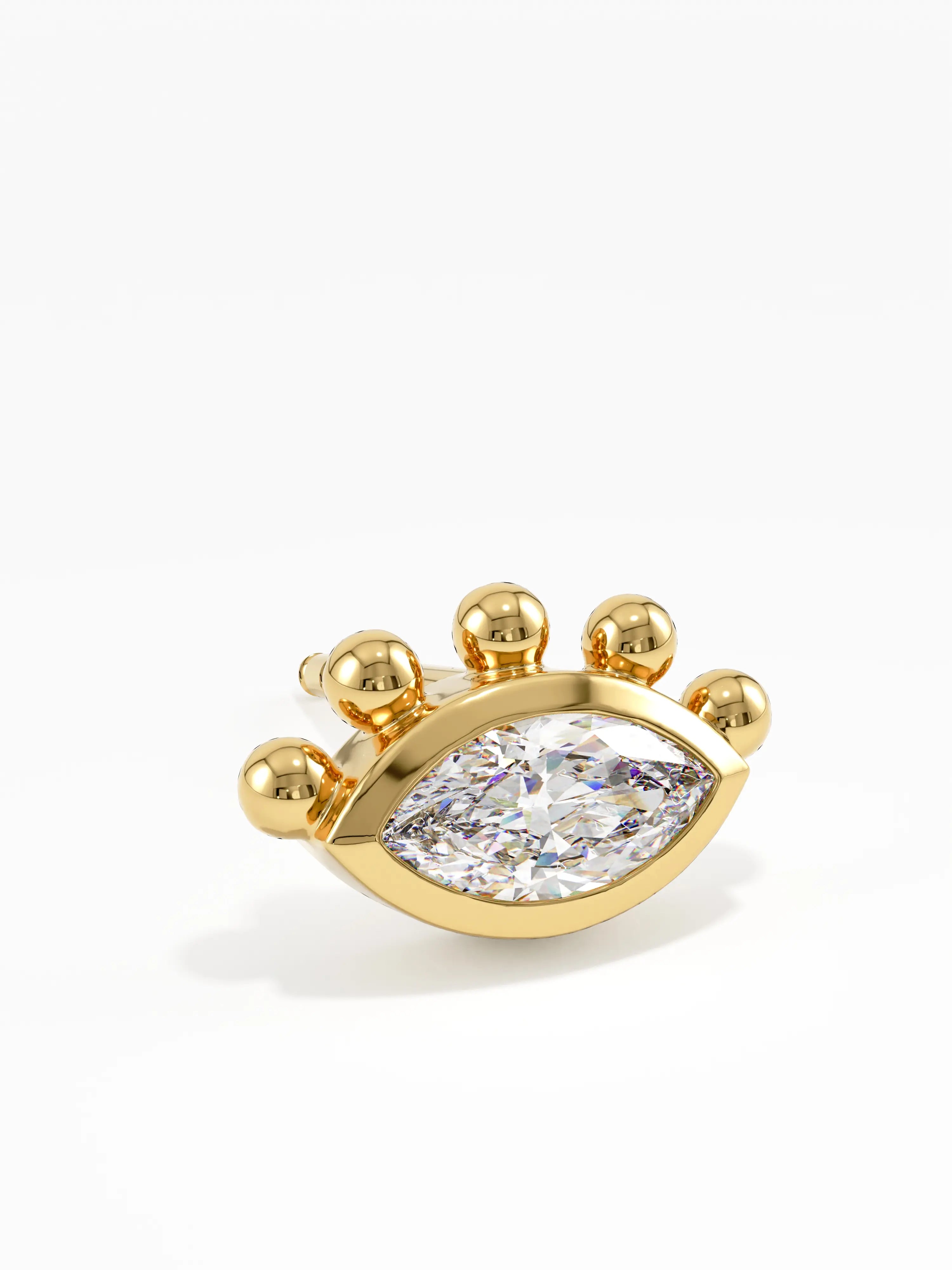 Evil Eye Stud Earrings, solid gold earrings, view 2 | DiaFifth