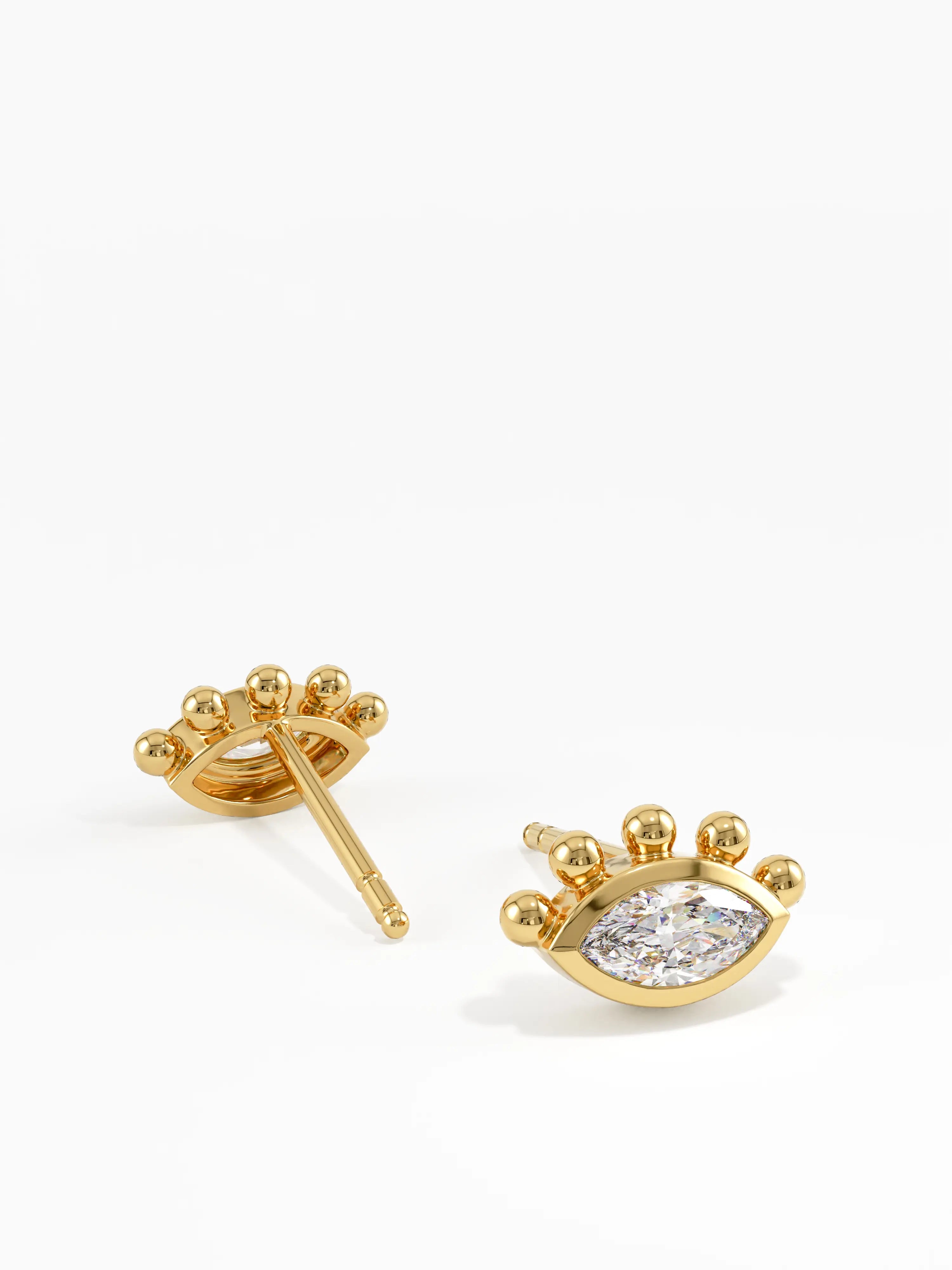 Evil Eye Stud Earrings, solid gold earrings, view 7 | DiaFifth