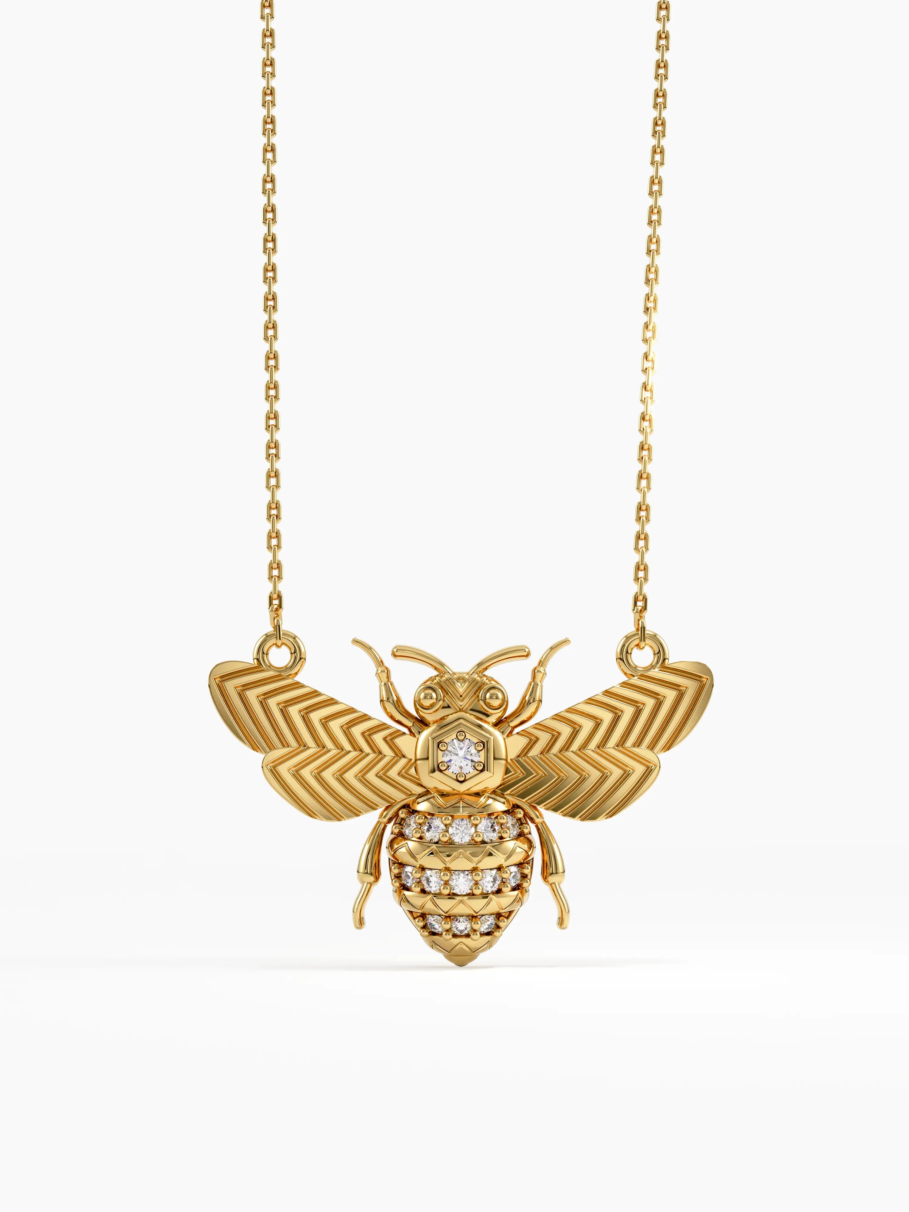 Bee Necklace, solid gold necklace | DiaFifth