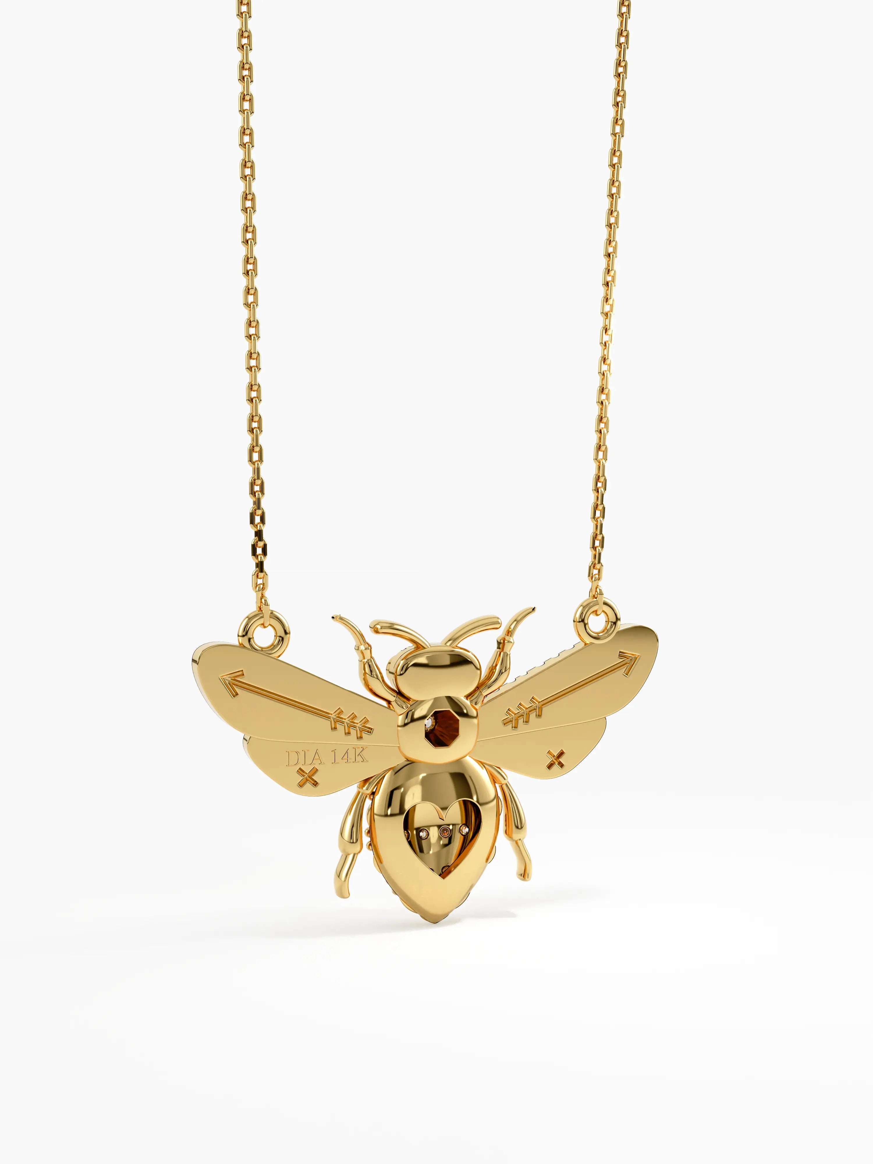 Bee Necklace, solid gold necklace, view 4 | DiaFifth