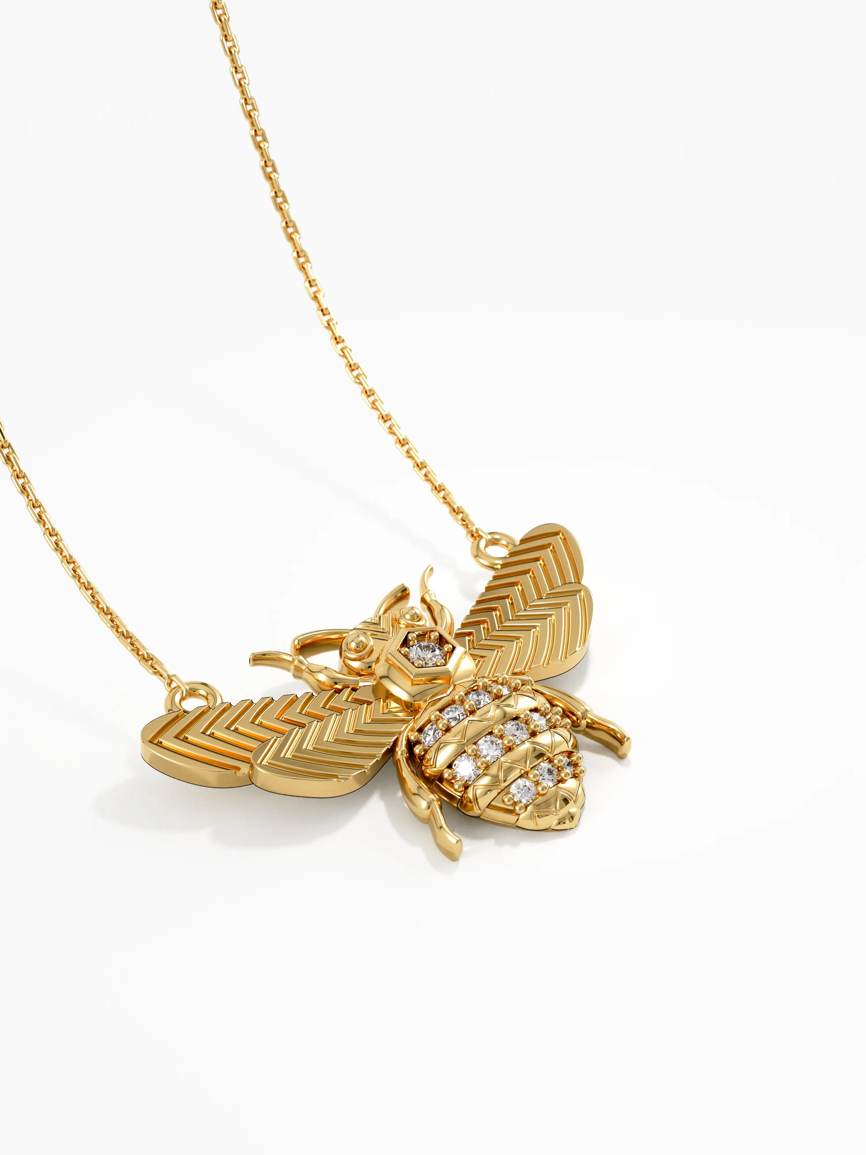 Bee Necklace, solid gold necklace, view 8 | DiaFifth
