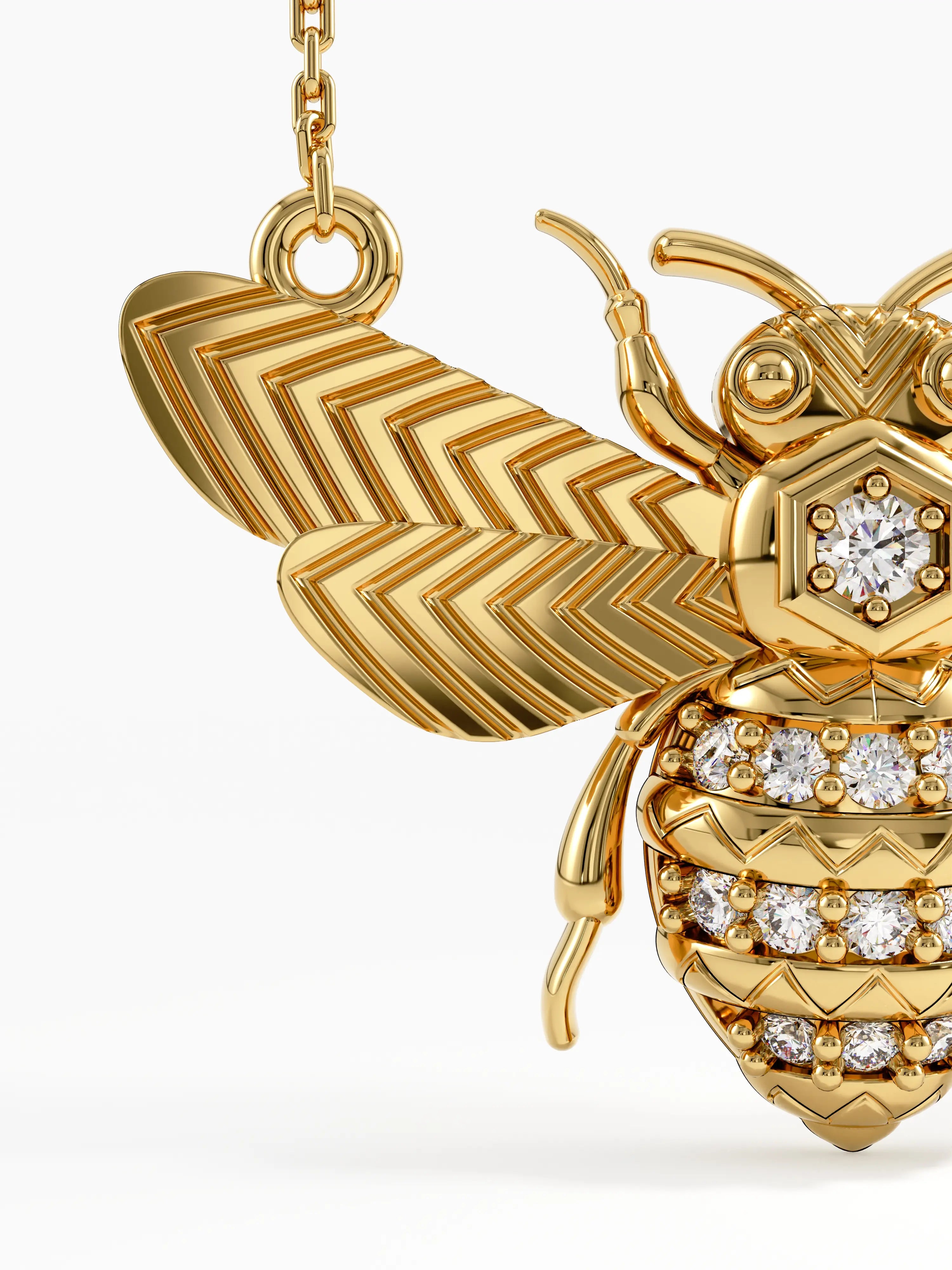 Bee Necklace, solid gold necklace, view 2 | DiaFifth