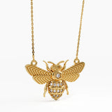 Bee Necklace, solid gold necklace, view 7 | DiaFifth