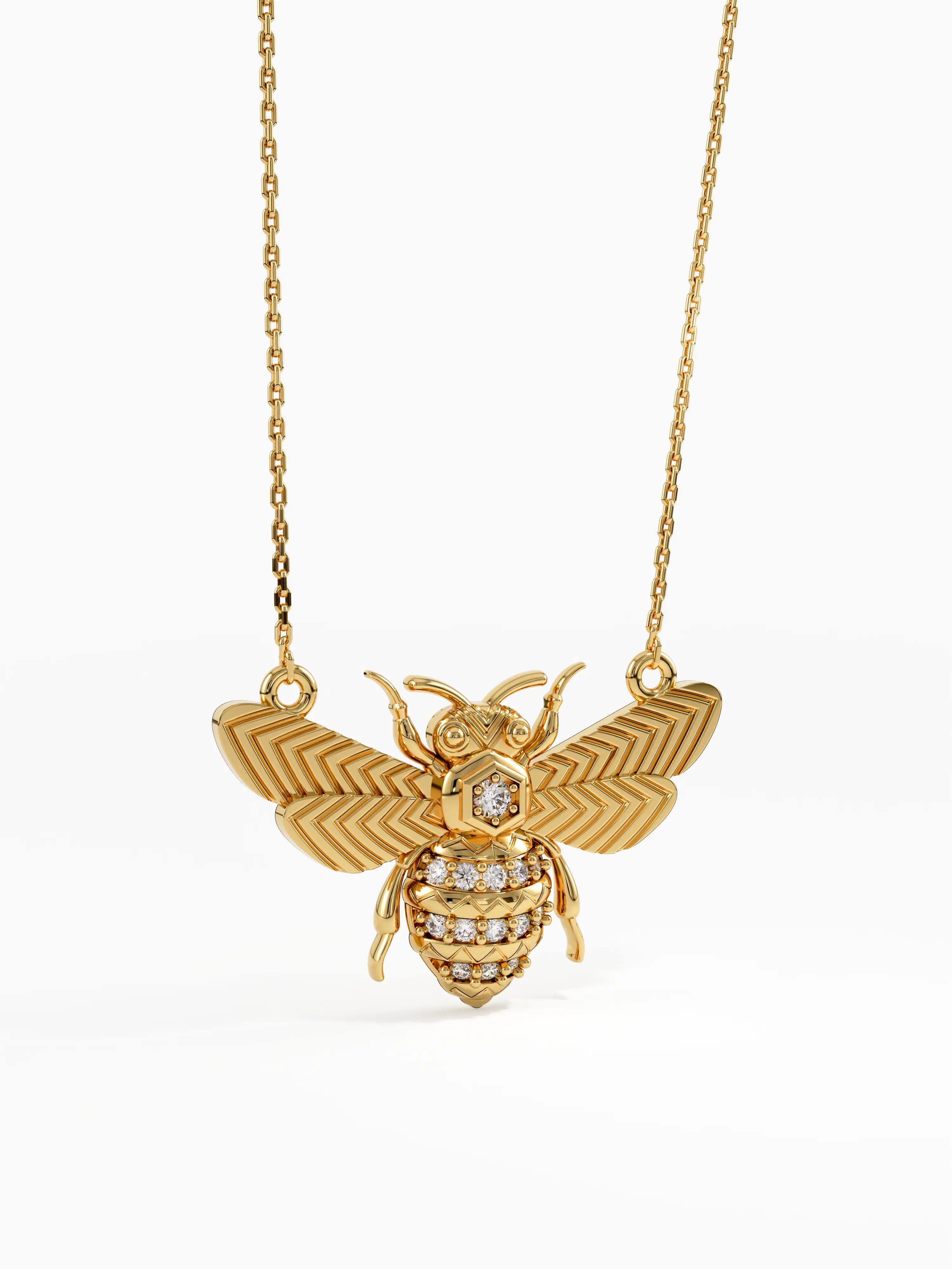 Bee Necklace, solid gold necklace, view 7 | DiaFifth
