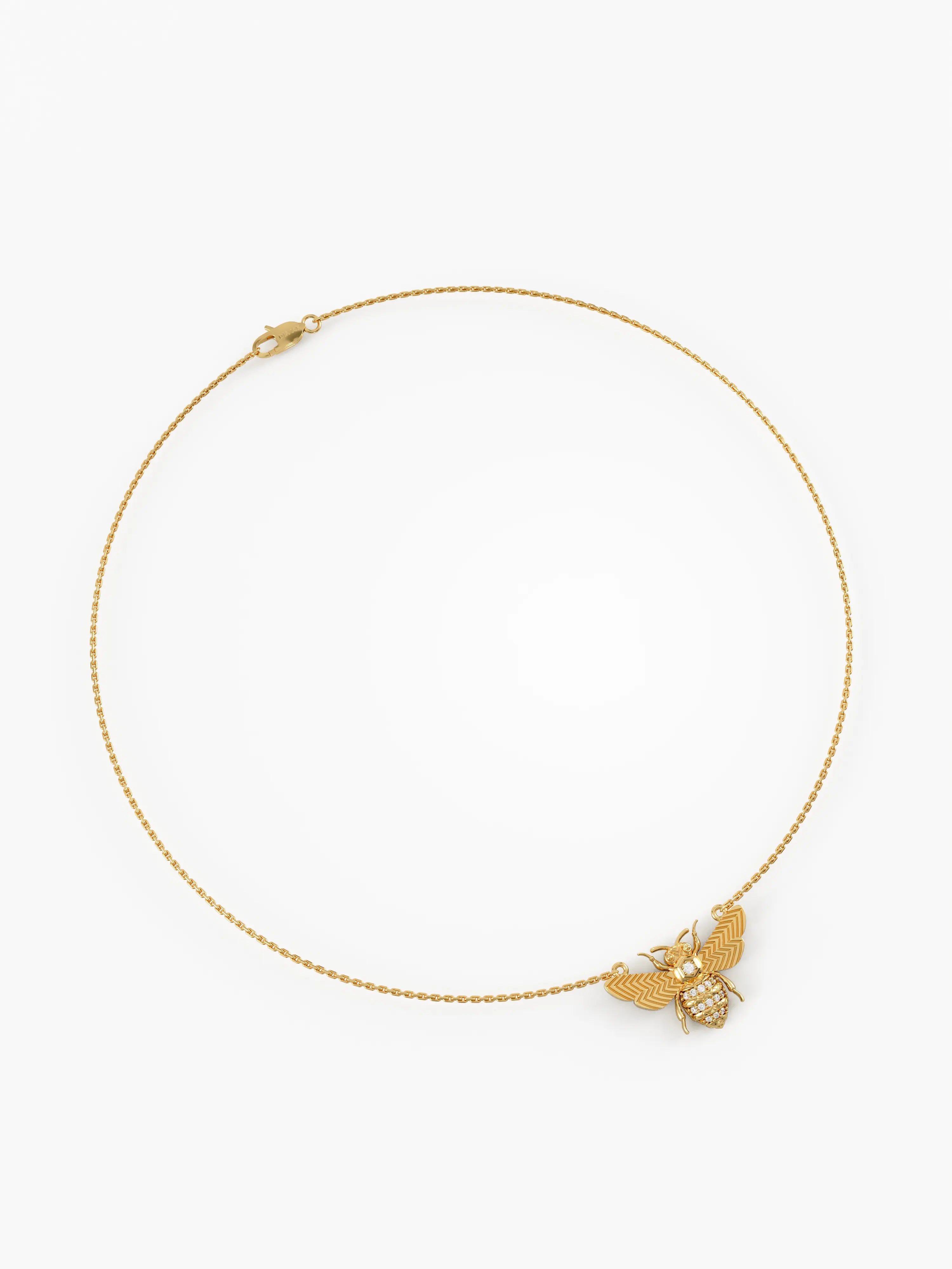 Bee Necklace, solid gold necklace, view 5 | DiaFifth