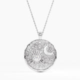 Celestial Disc Necklace, solid gold necklace, view 7 | DiaFifth