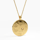 Celestial Disc Necklace, solid gold necklace, view 4 | DiaFifth
