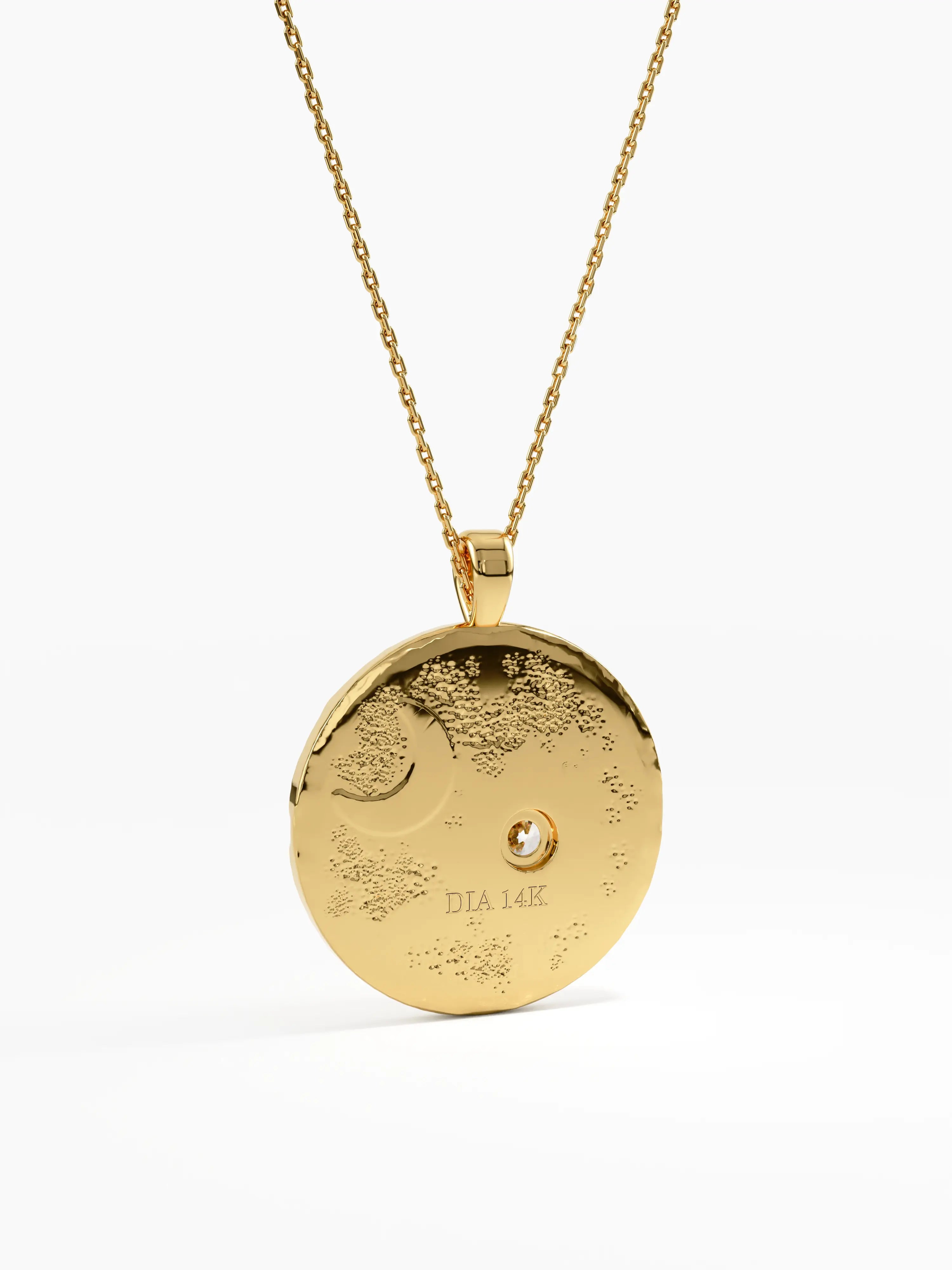 Celestial Disc Necklace, solid gold necklace, view 4 | DiaFifth