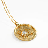 Celestial Disc Necklace, solid gold necklace, view 8 | DiaFifth