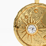 Celestial Disc Necklace, solid gold necklace, view 2 | DiaFifth