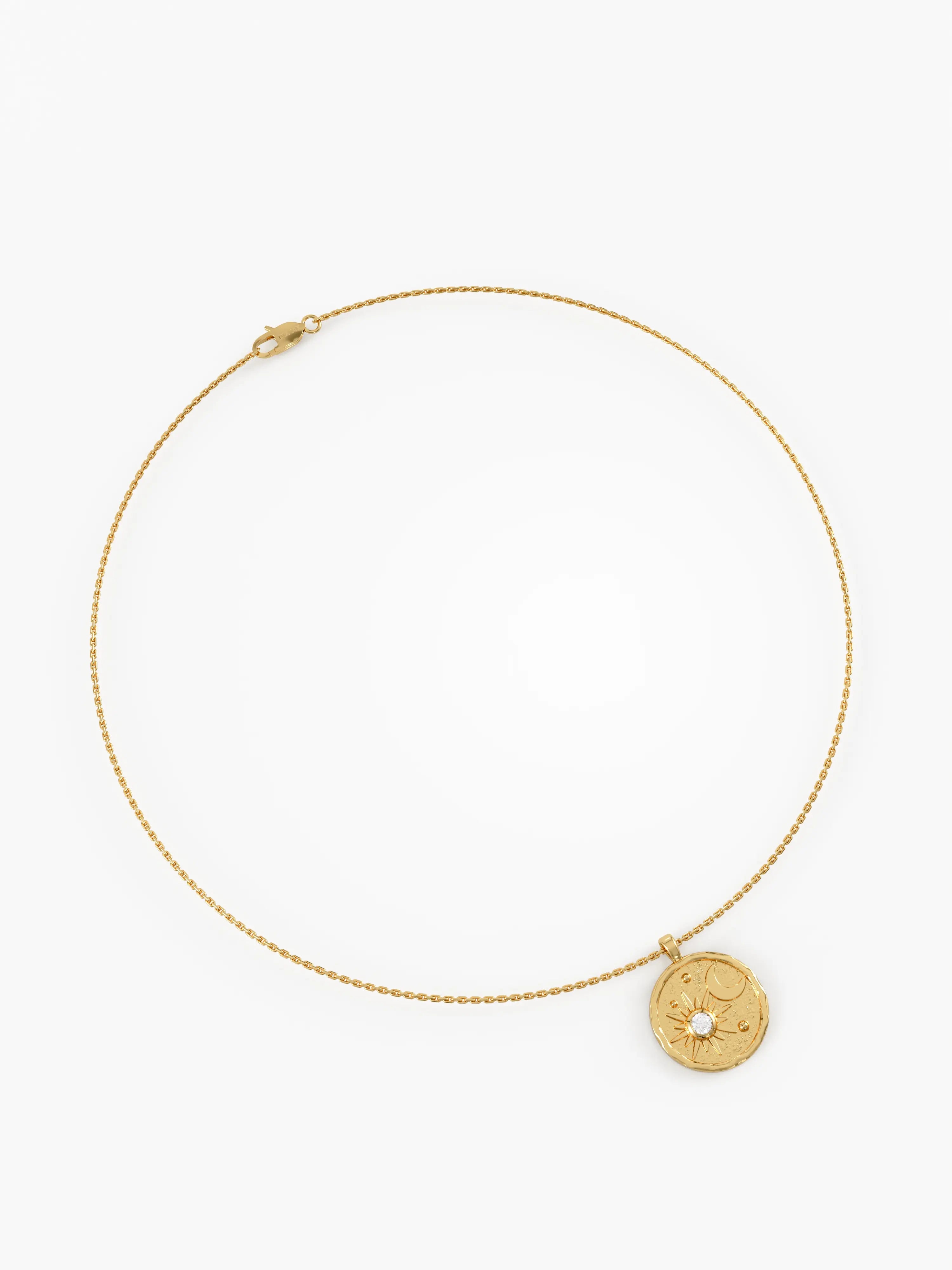Celestial Disc Necklace, solid gold necklace, view 5 | DiaFifth