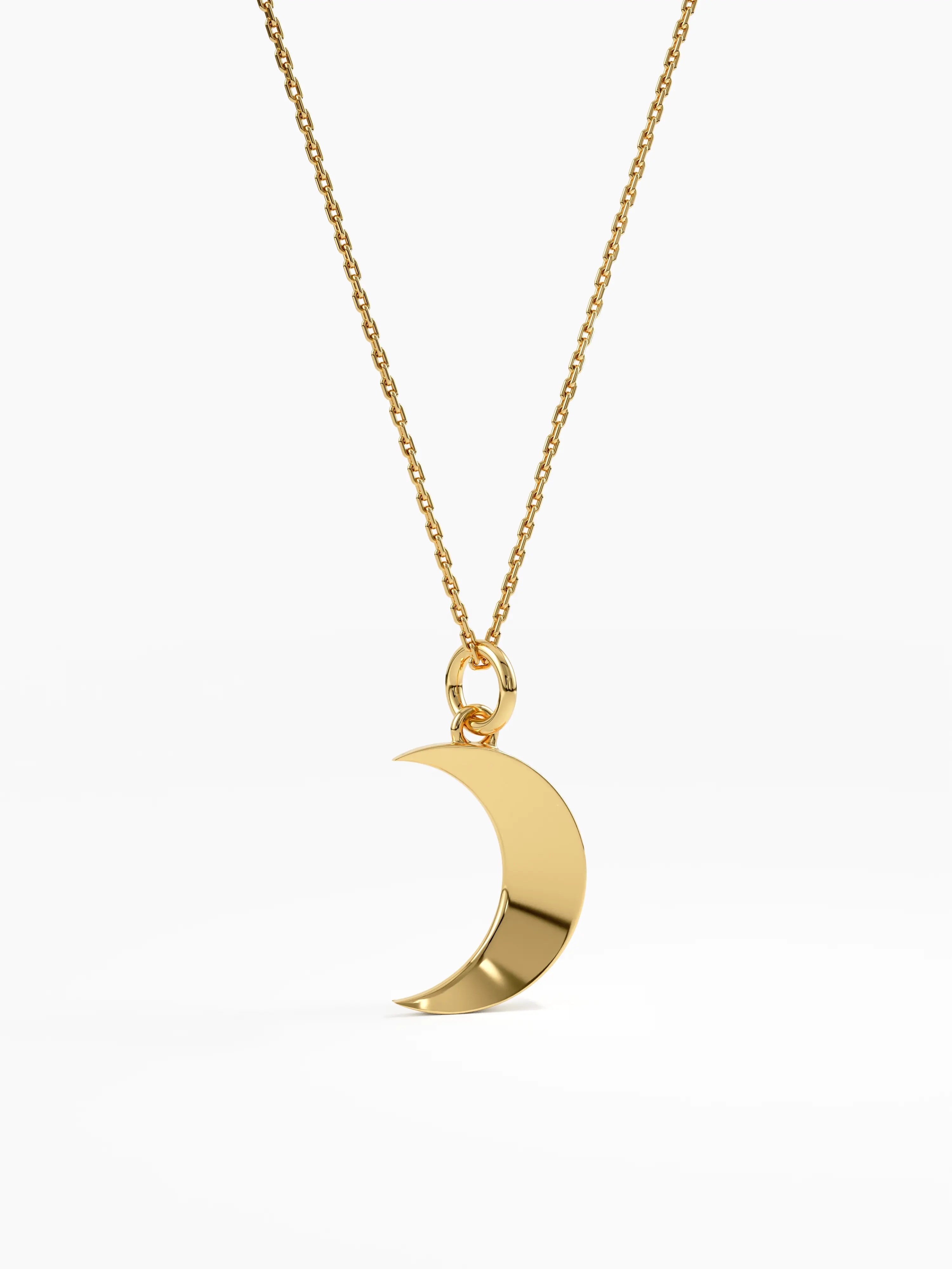 Moon Necklace, solid gold necklace, view 9 | DiaFifth