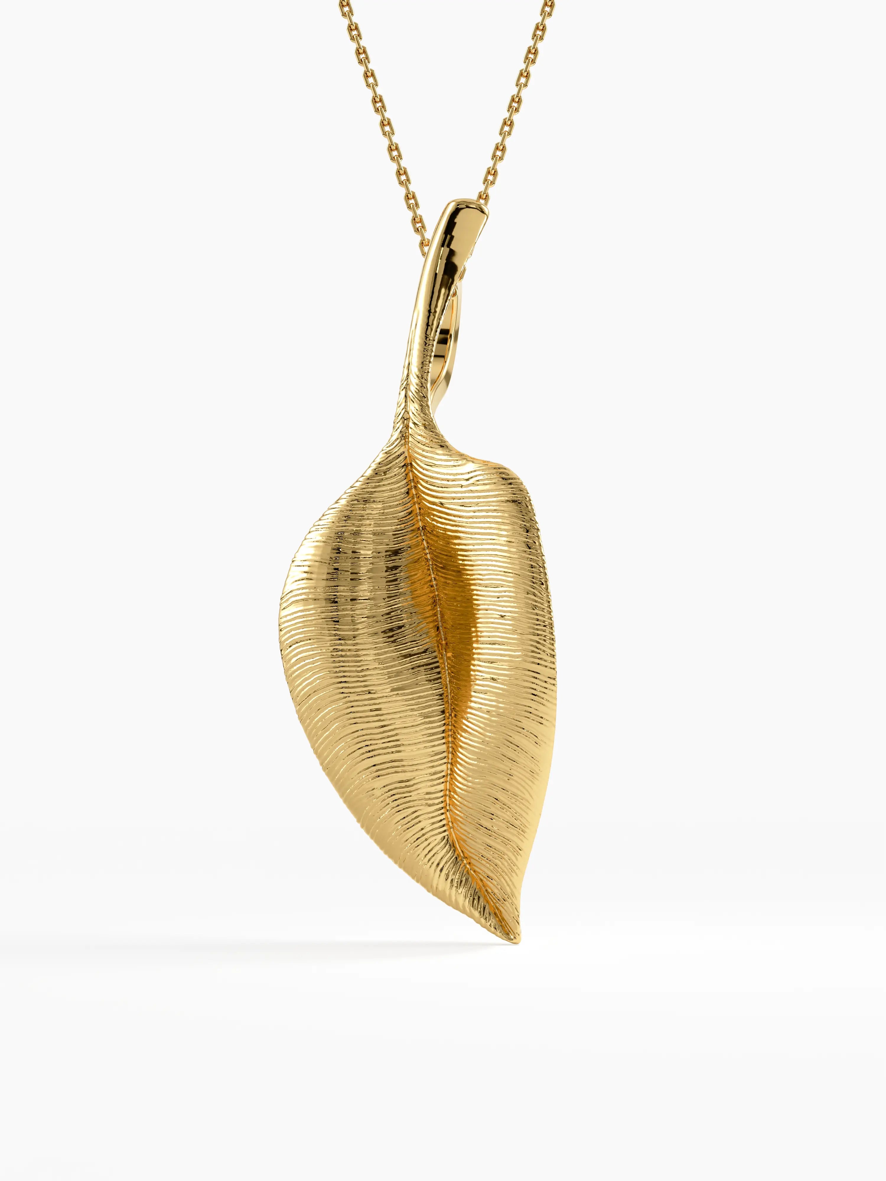 Leaf Necklace, solid gold necklace, view 8 | DiaFifth
