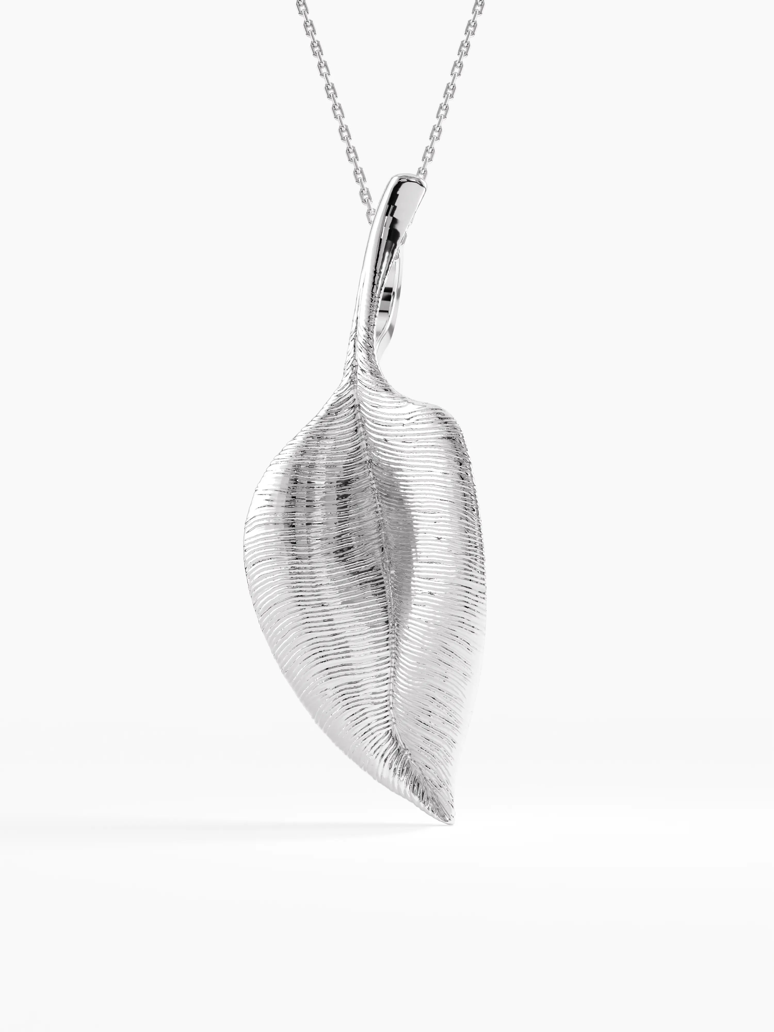 Leaf Necklace, solid gold necklace, view 7 | DiaFifth