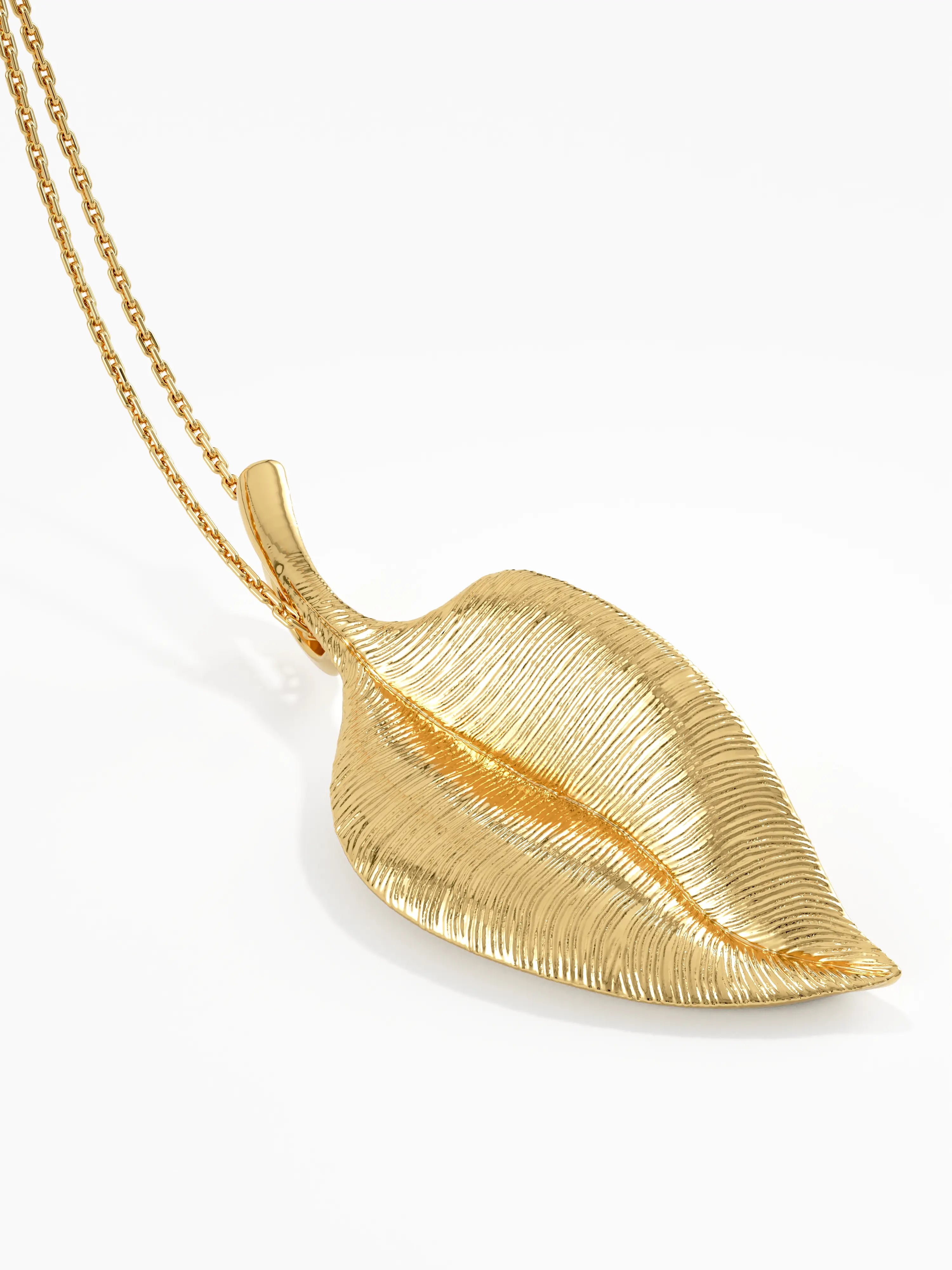 Leaf Necklace, solid gold necklace, view 9 | DiaFifth