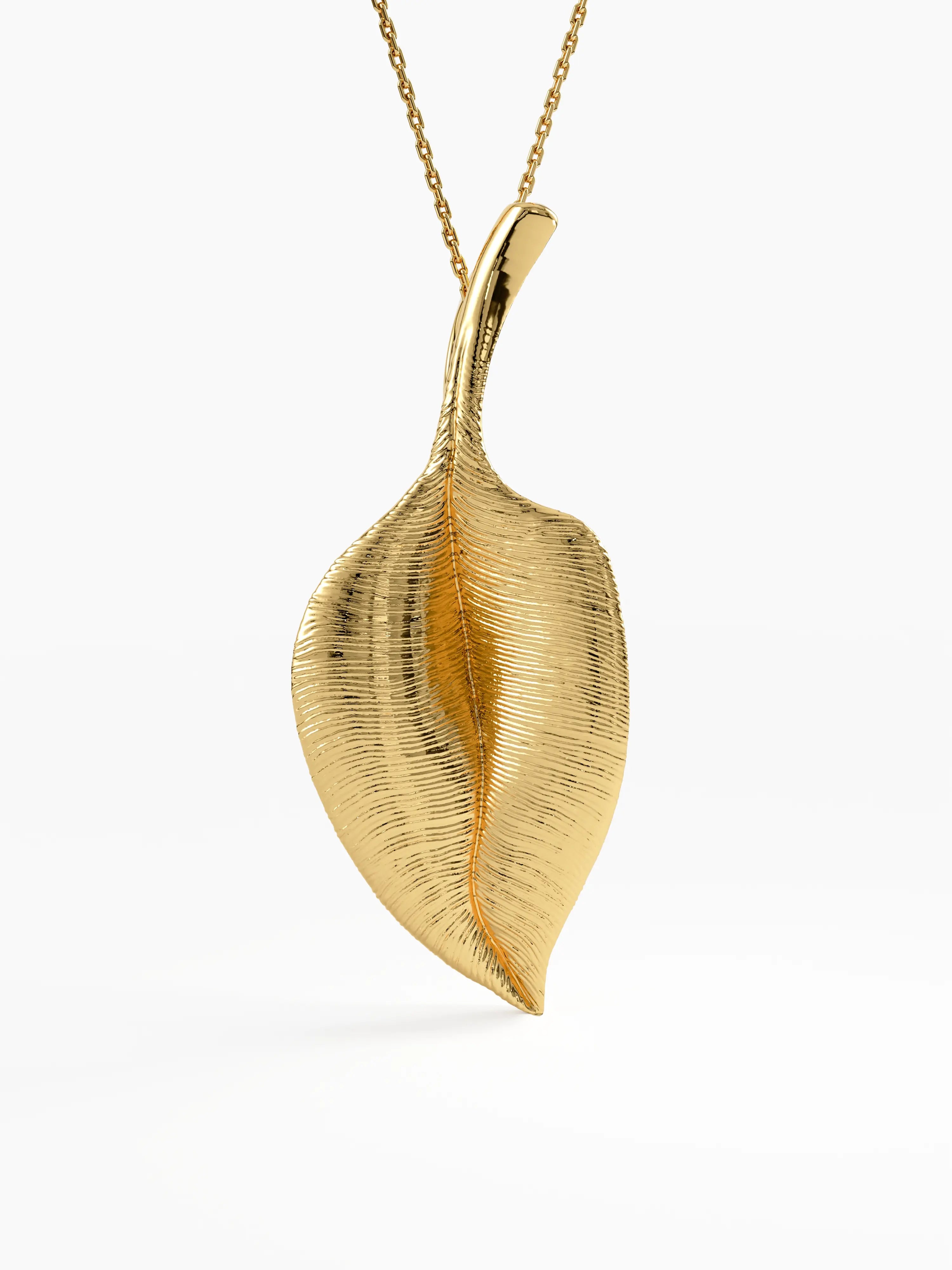 Leaf Necklace, solid gold necklace | DiaFifth