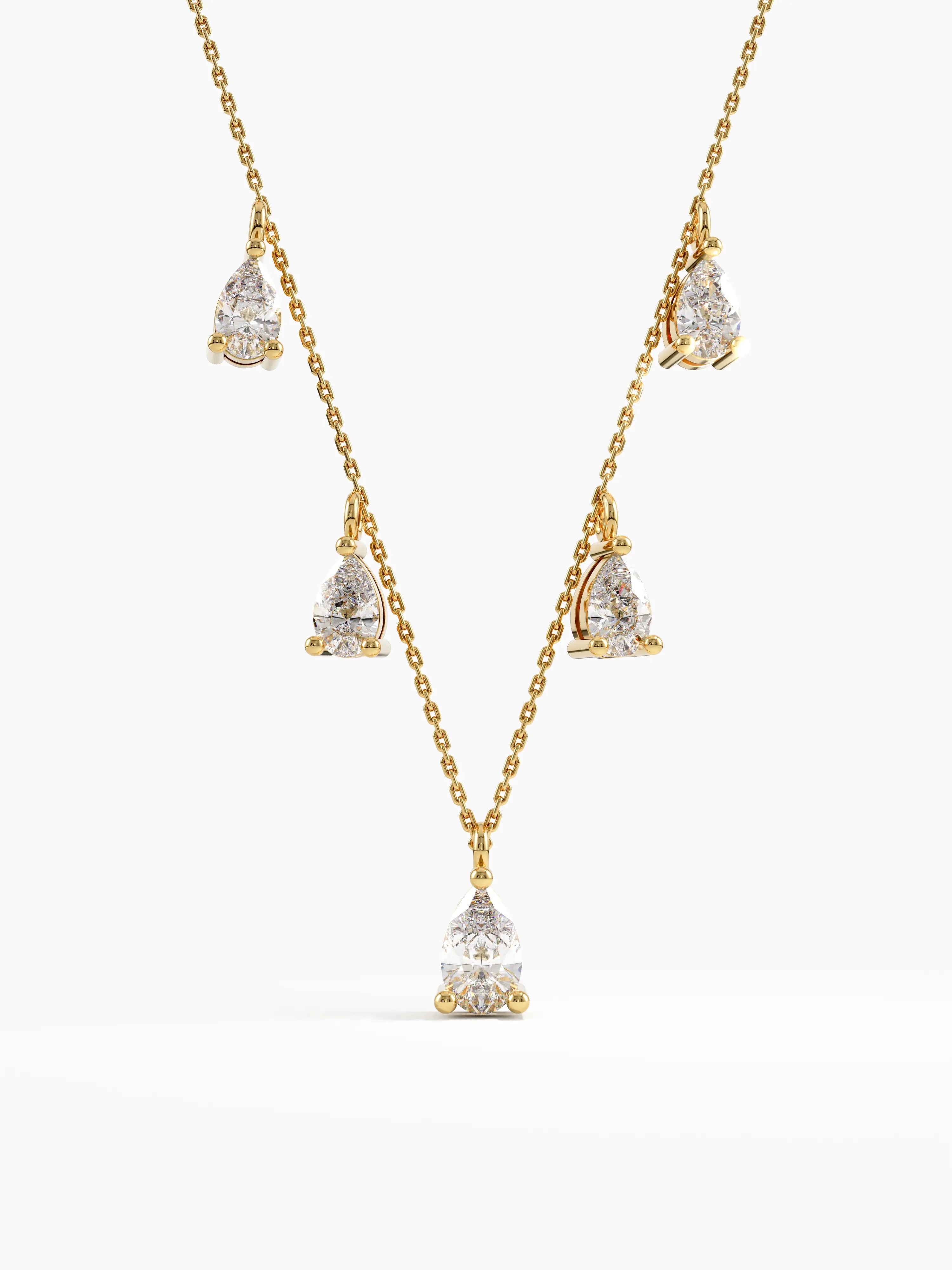 5 Diamond Necklace, solid gold necklace | DiaFifth