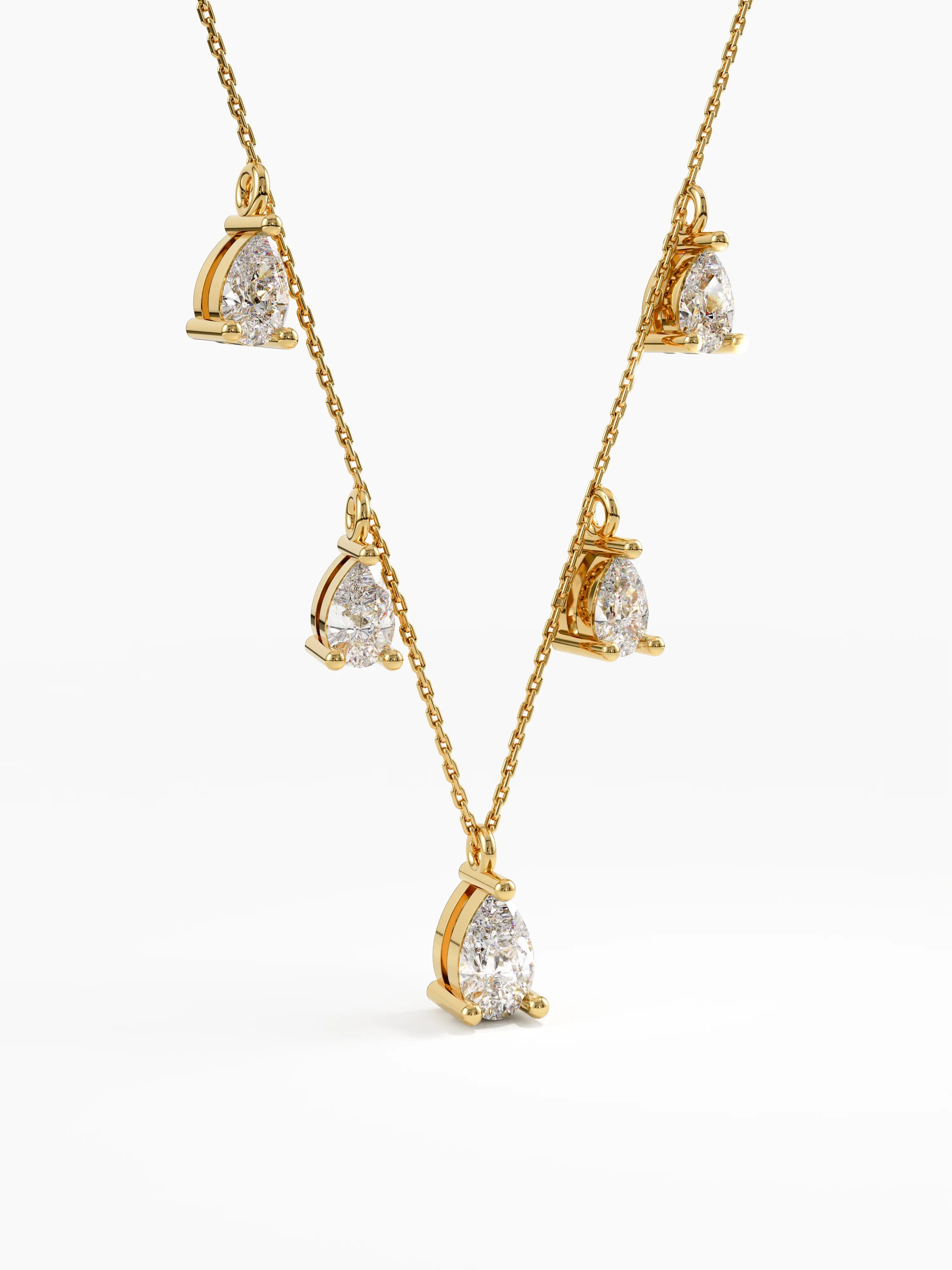 5 Diamond Necklace, solid gold necklace, view 9 | DiaFifth