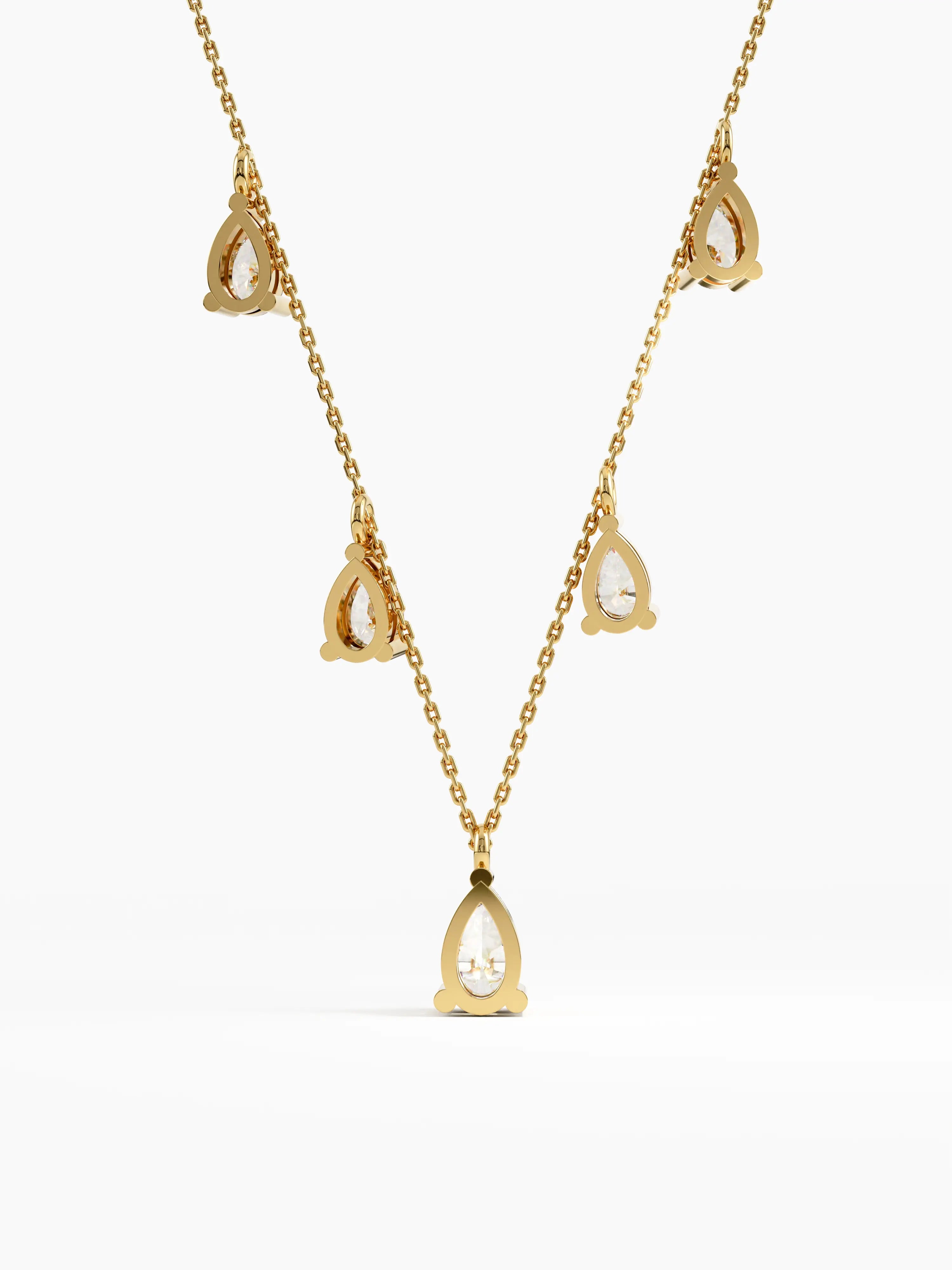 5 Diamond Necklace, solid gold necklace, view 4 | DiaFifth