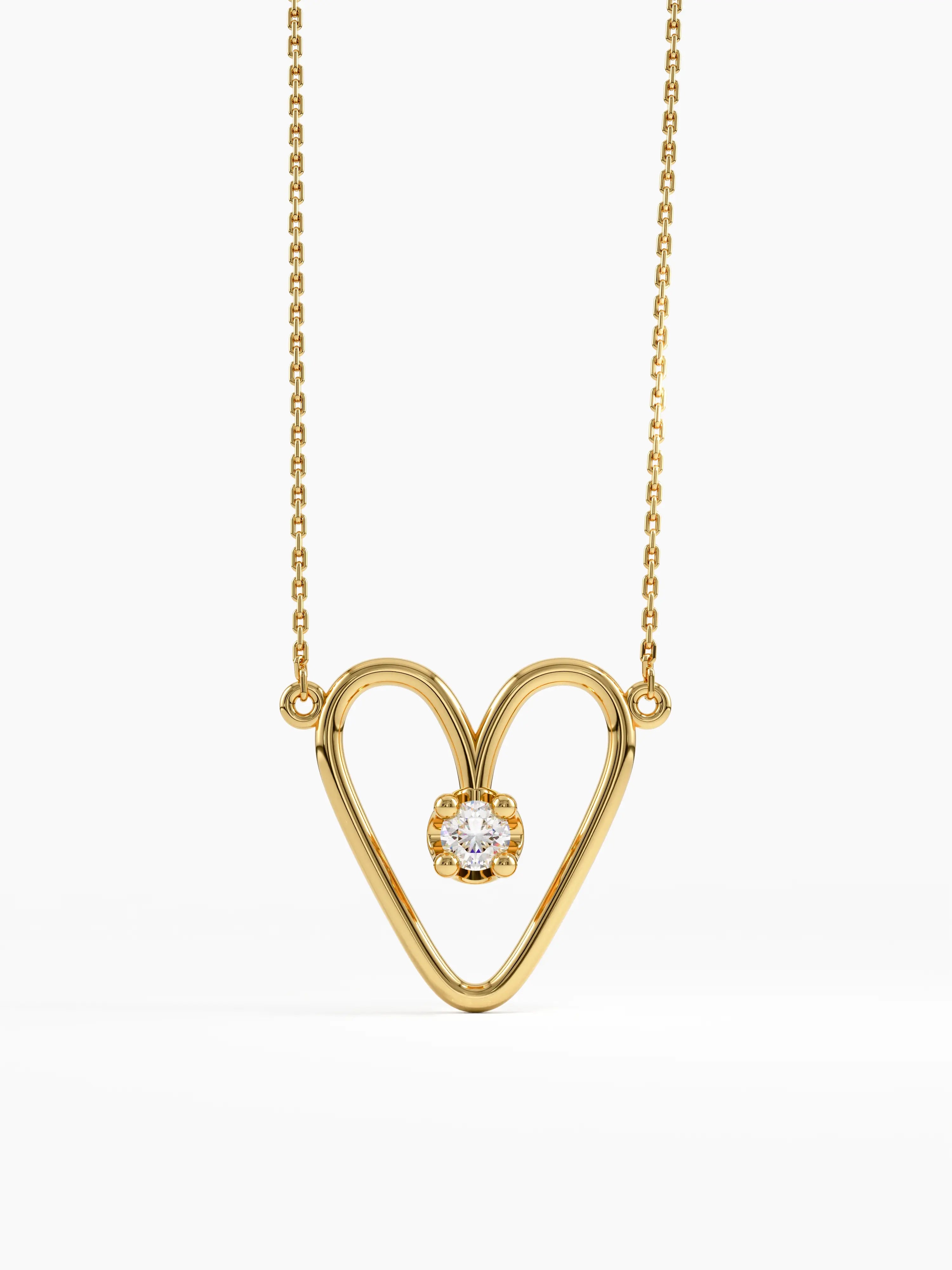 Heart Necklace, solid gold necklace | DiaFifth
