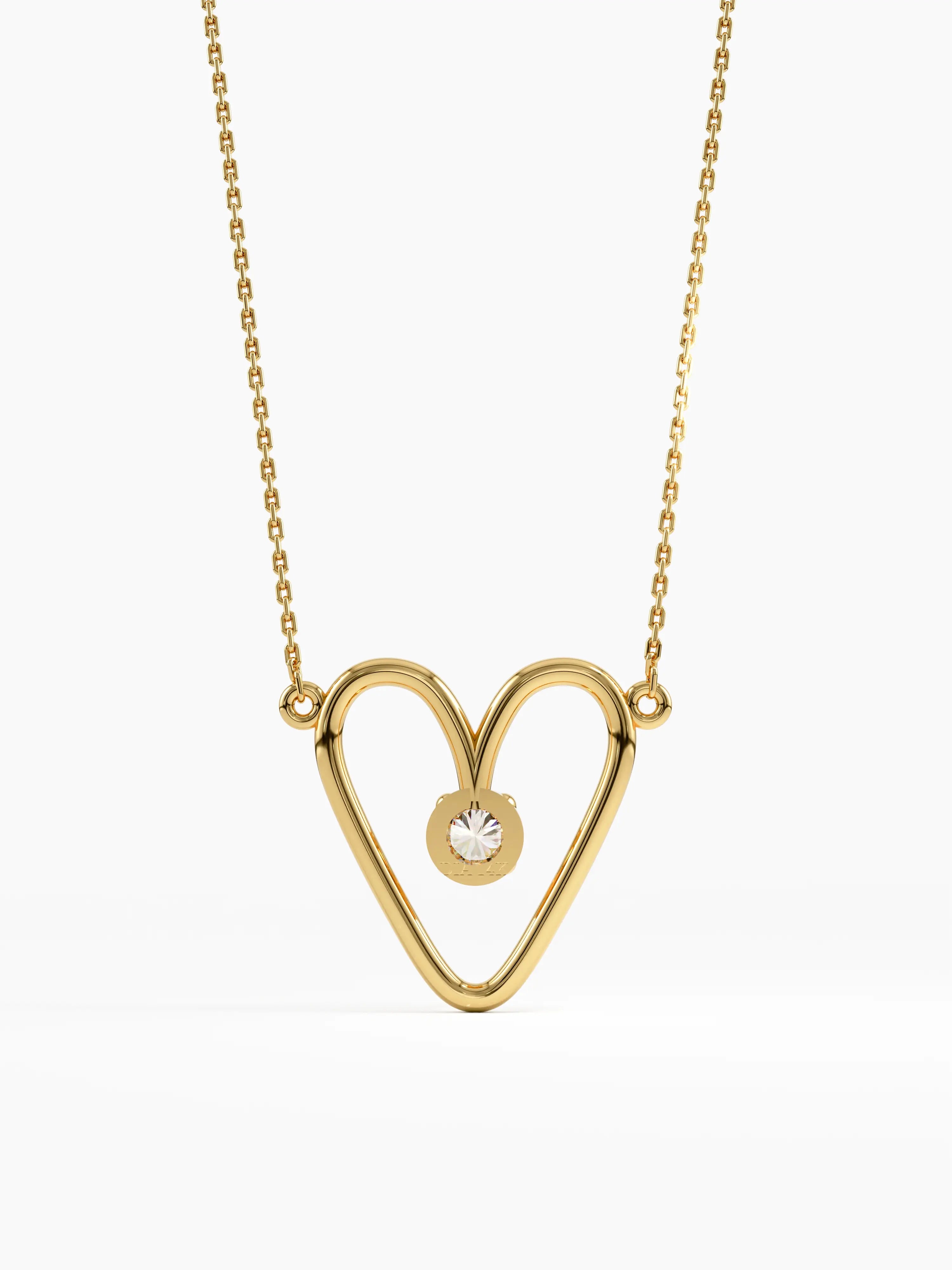 Heart Necklace, solid gold necklace, view 4 | DiaFifth