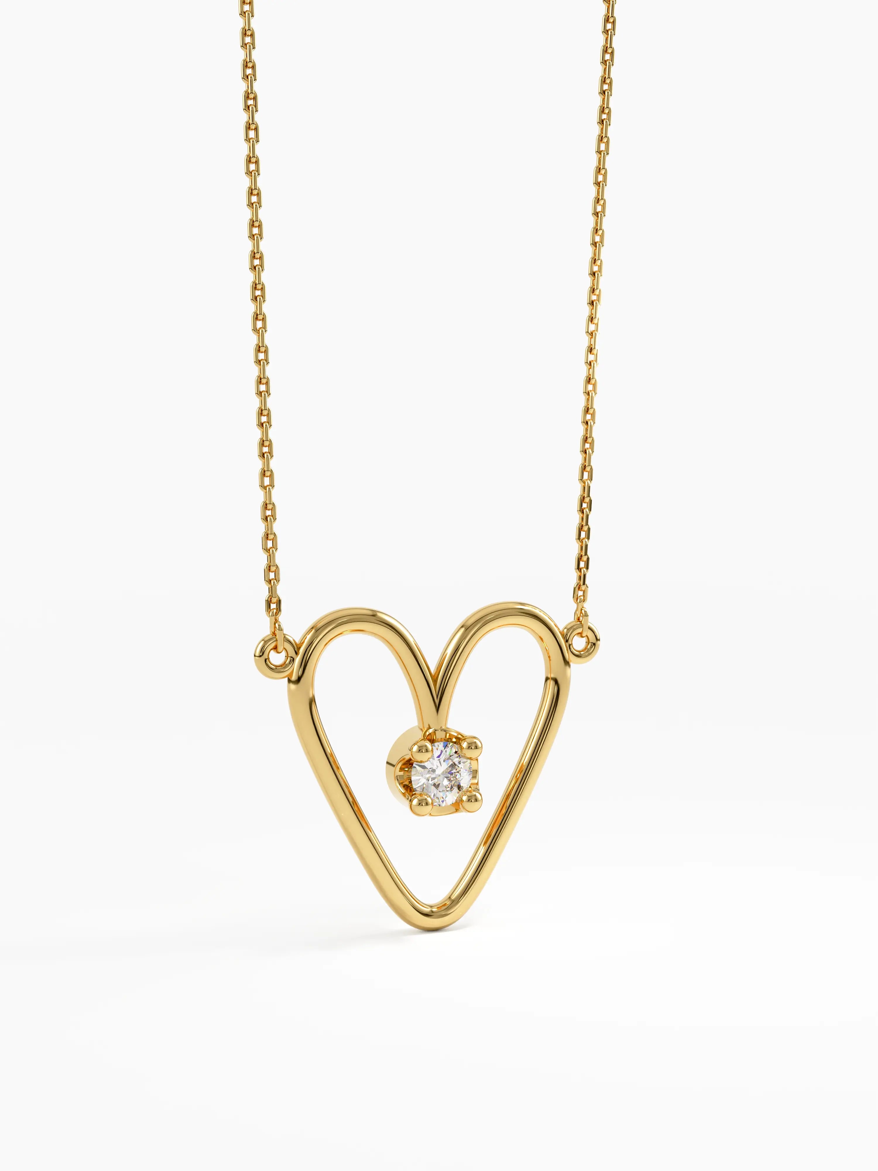 Heart Necklace, solid gold necklace, view 9 | DiaFifth