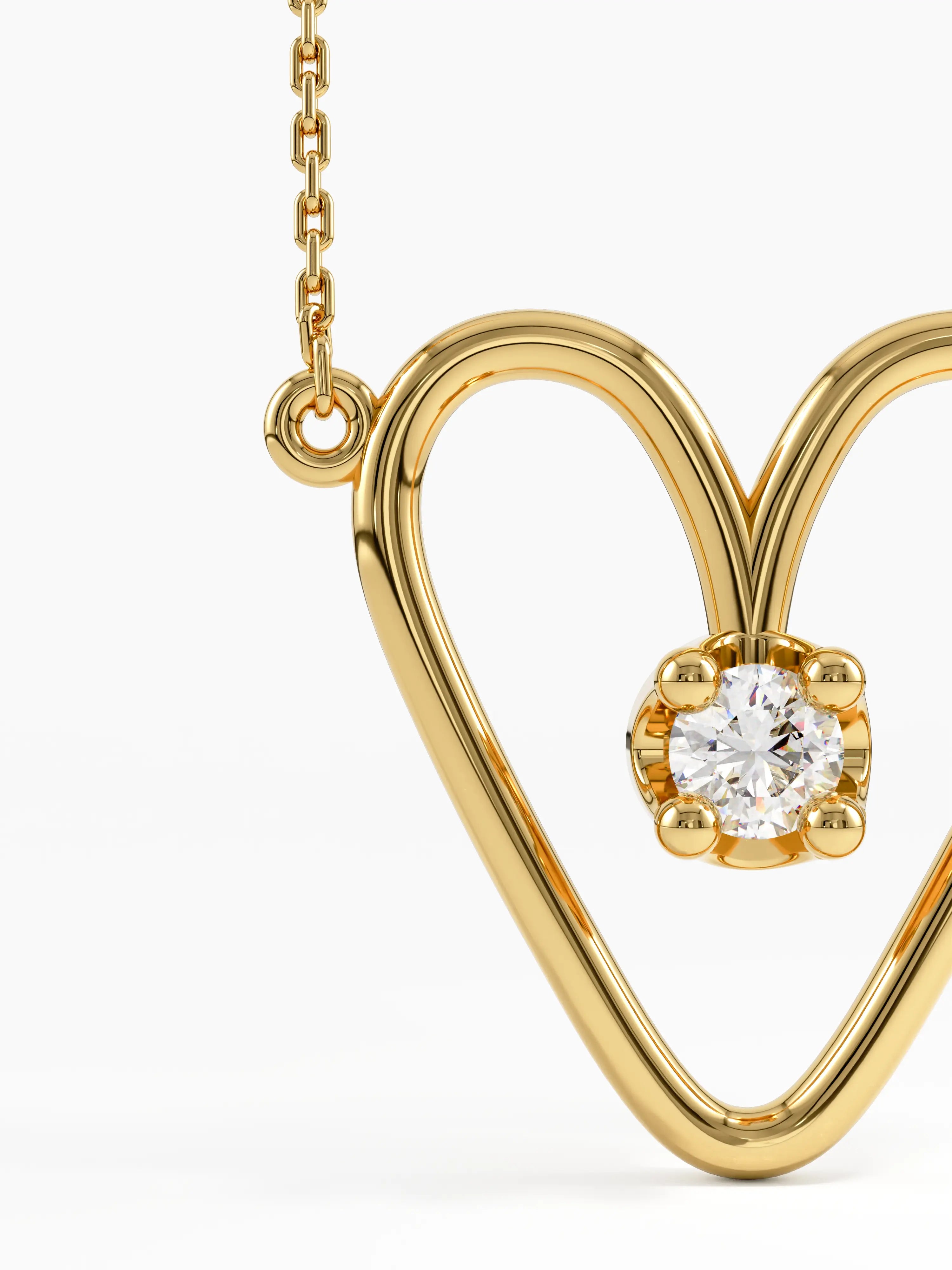 Heart Necklace, solid gold necklace, view 2 | DiaFifth