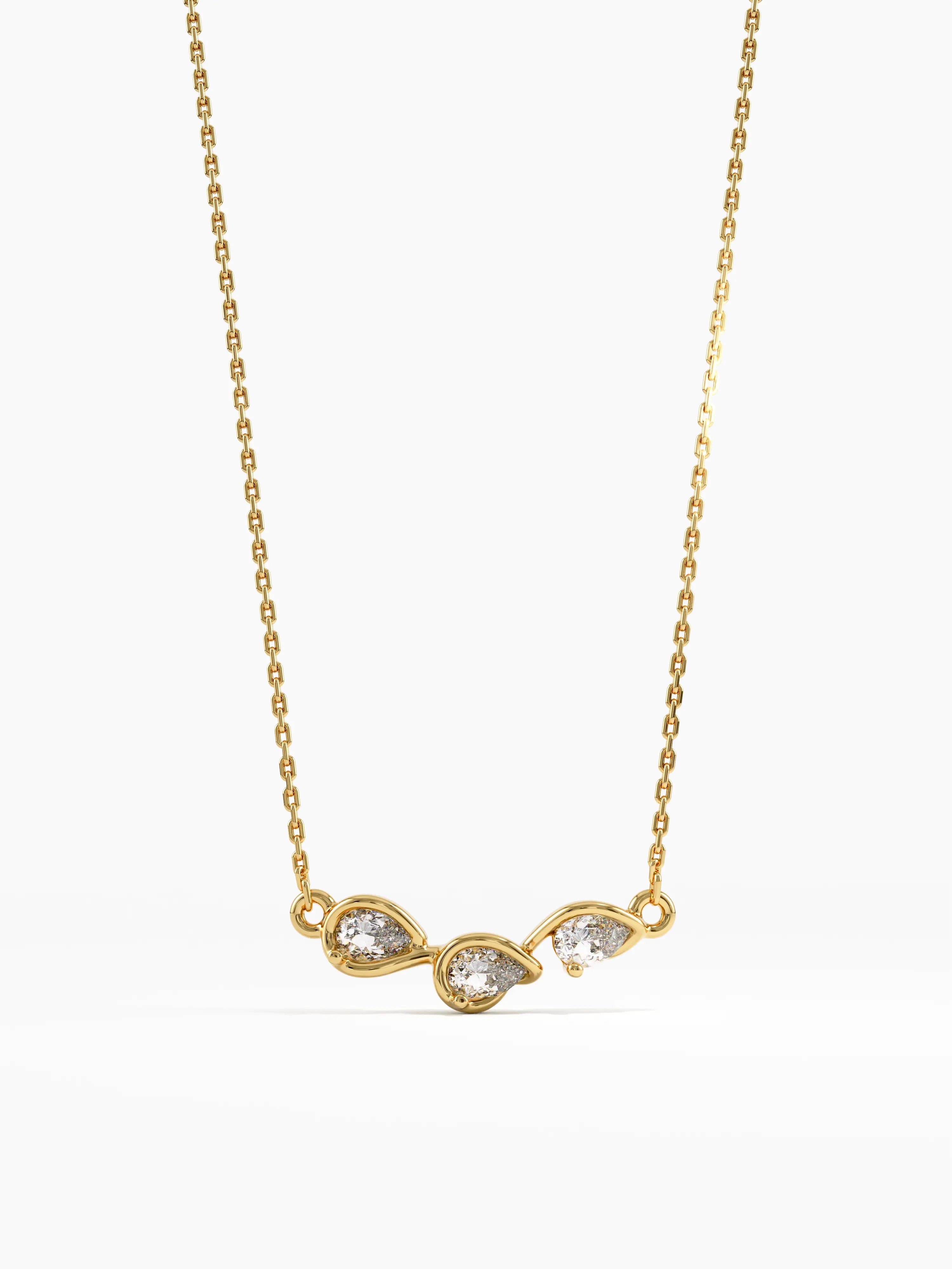 Pear Trio Necklace, solid gold necklace | DiaFifth