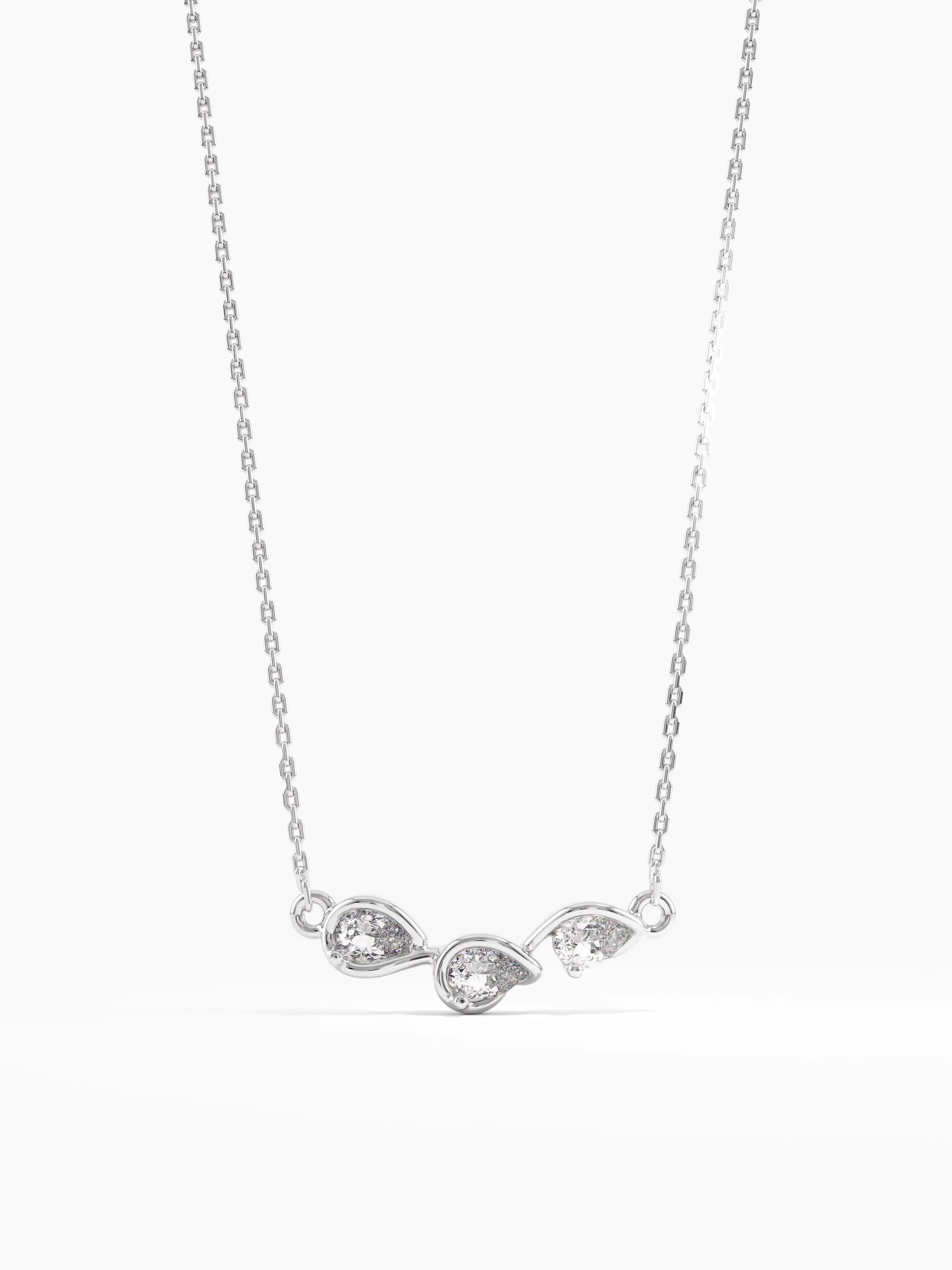 Pear Trio Necklace, solid gold necklace, view 7 | DiaFifth