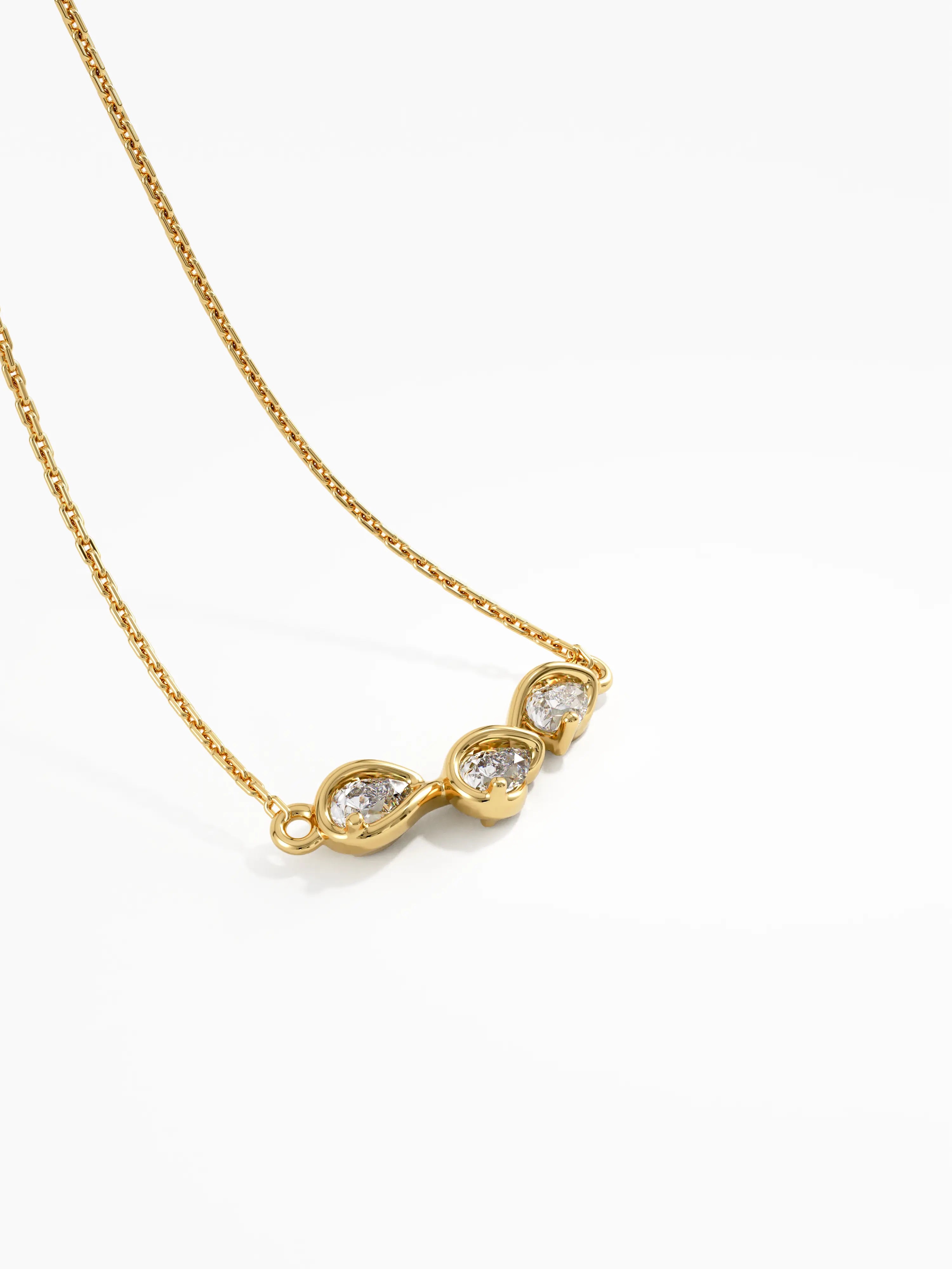 Pear Trio Necklace, solid gold necklace, view 8 | DiaFifth