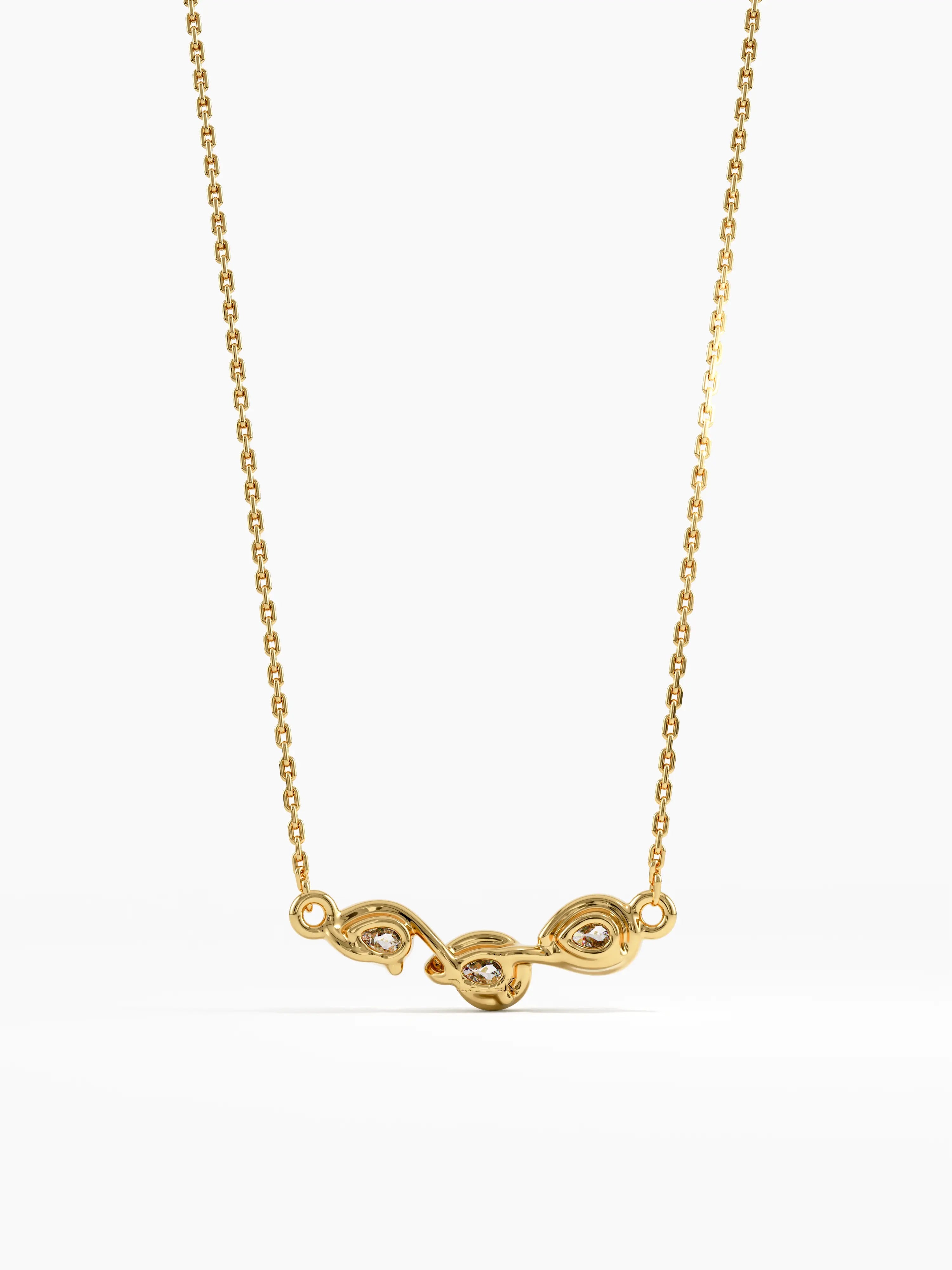 Pear Trio Necklace, solid gold necklace, view 4 | DiaFifth