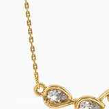 Pear Trio Necklace, solid gold necklace, view 2 | DiaFifth