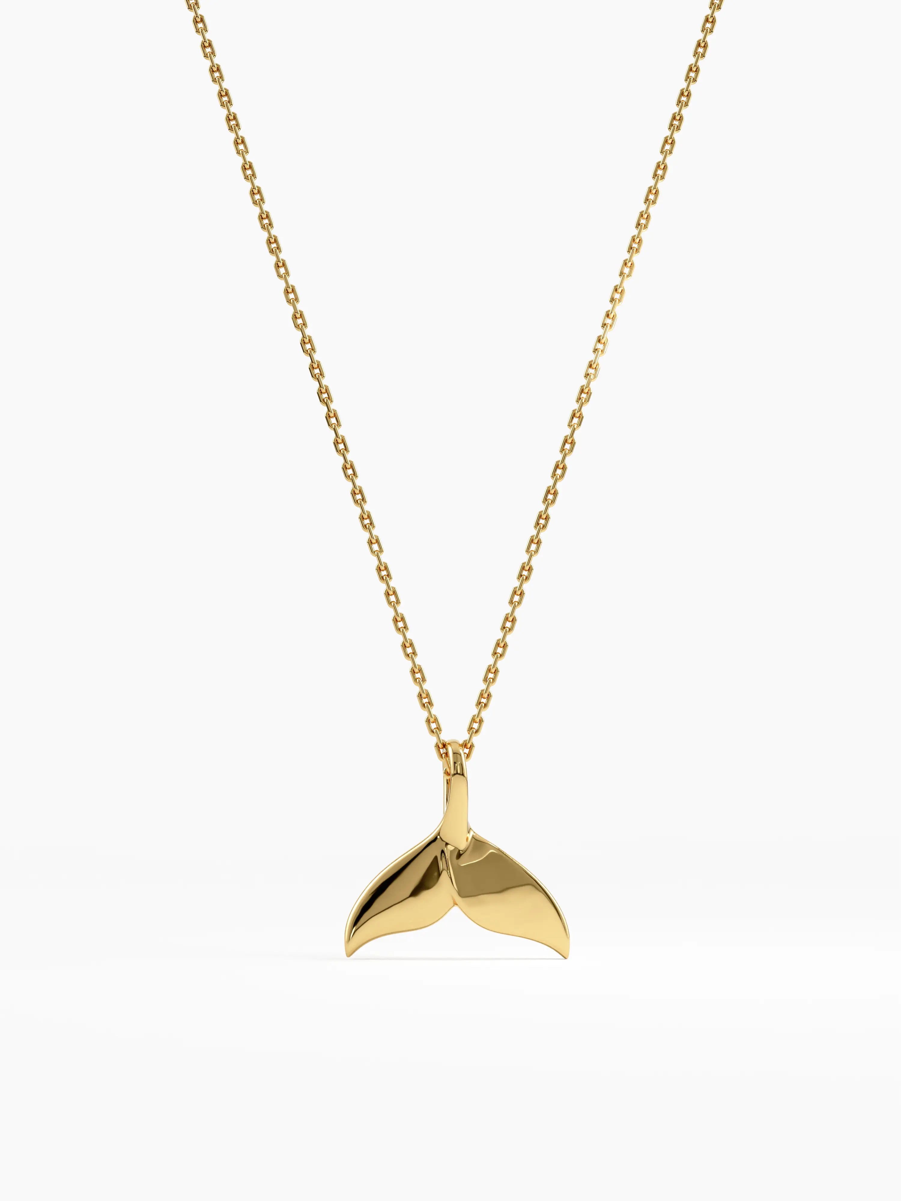 Whale Tail Necklace, solid gold necklace | DiaFifth