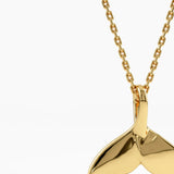 Whale Tail Necklace, solid gold necklace, view 2 | DiaFifth