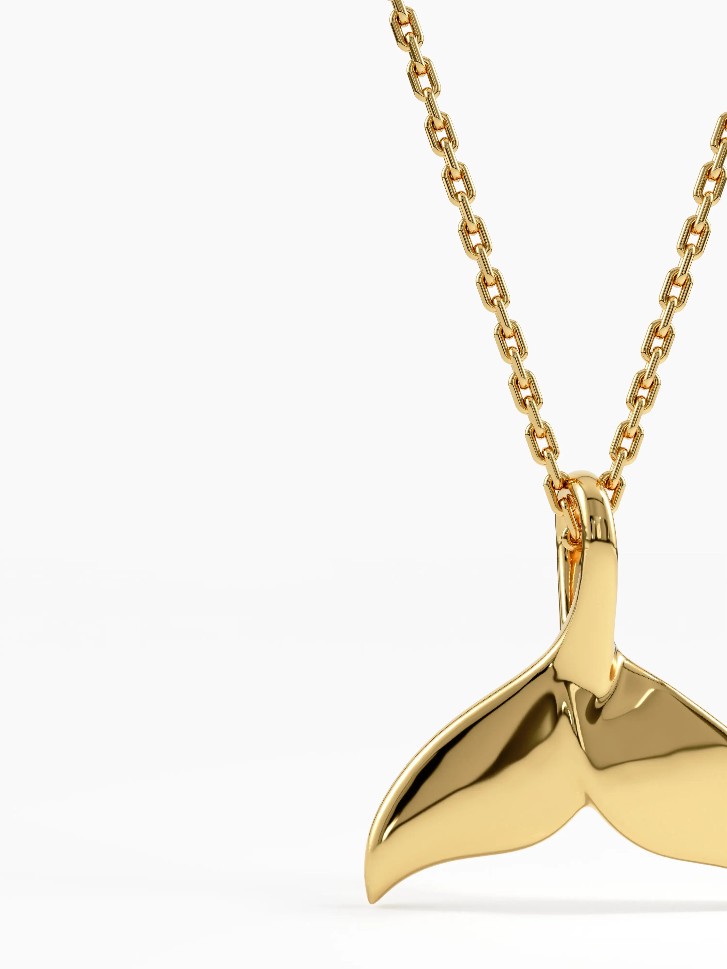 Whale Tail Necklace, solid gold necklace, view 2 | DiaFifth