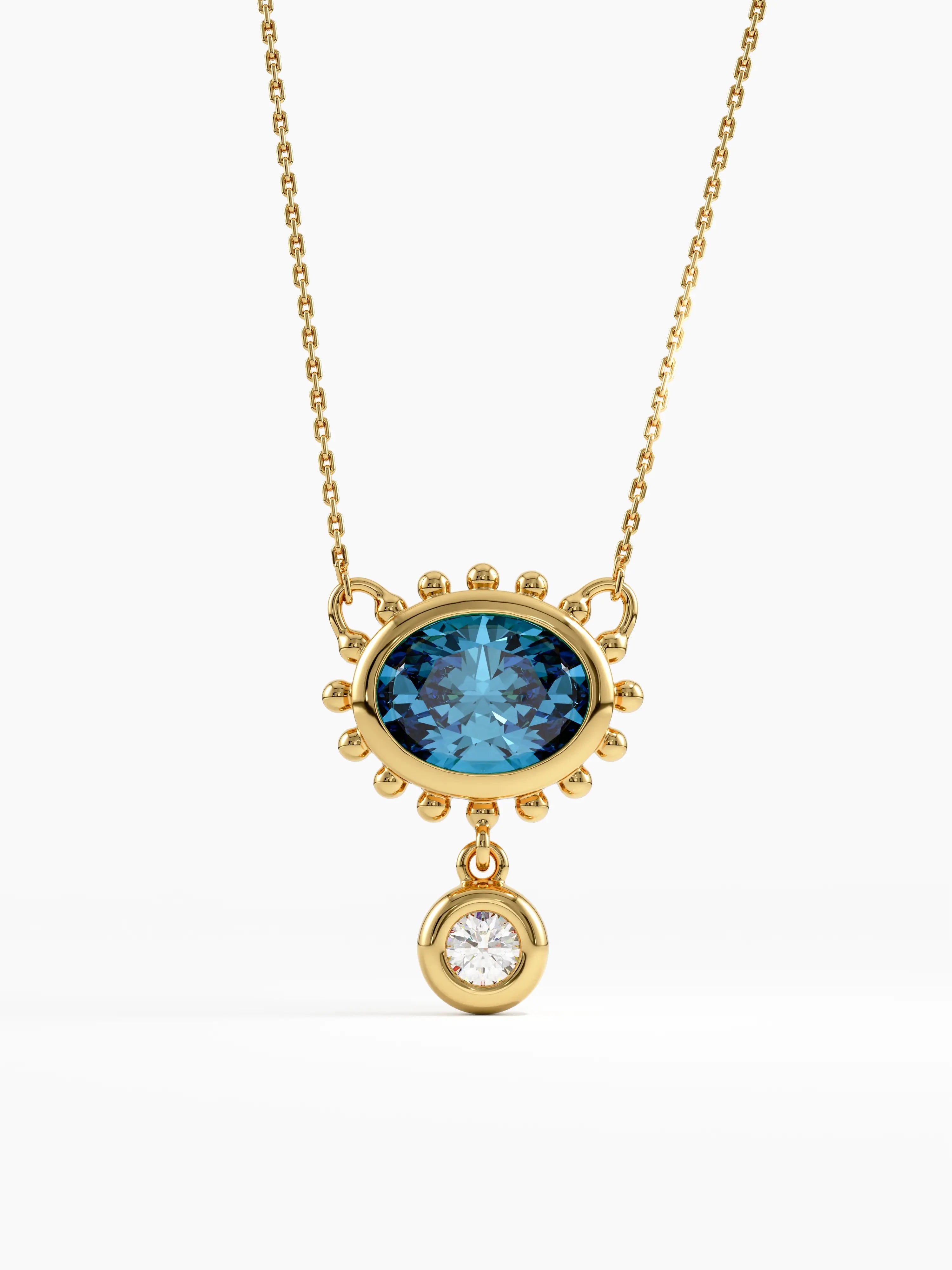 Blue Topaz Necklace, solid gold necklace | DiaFifth