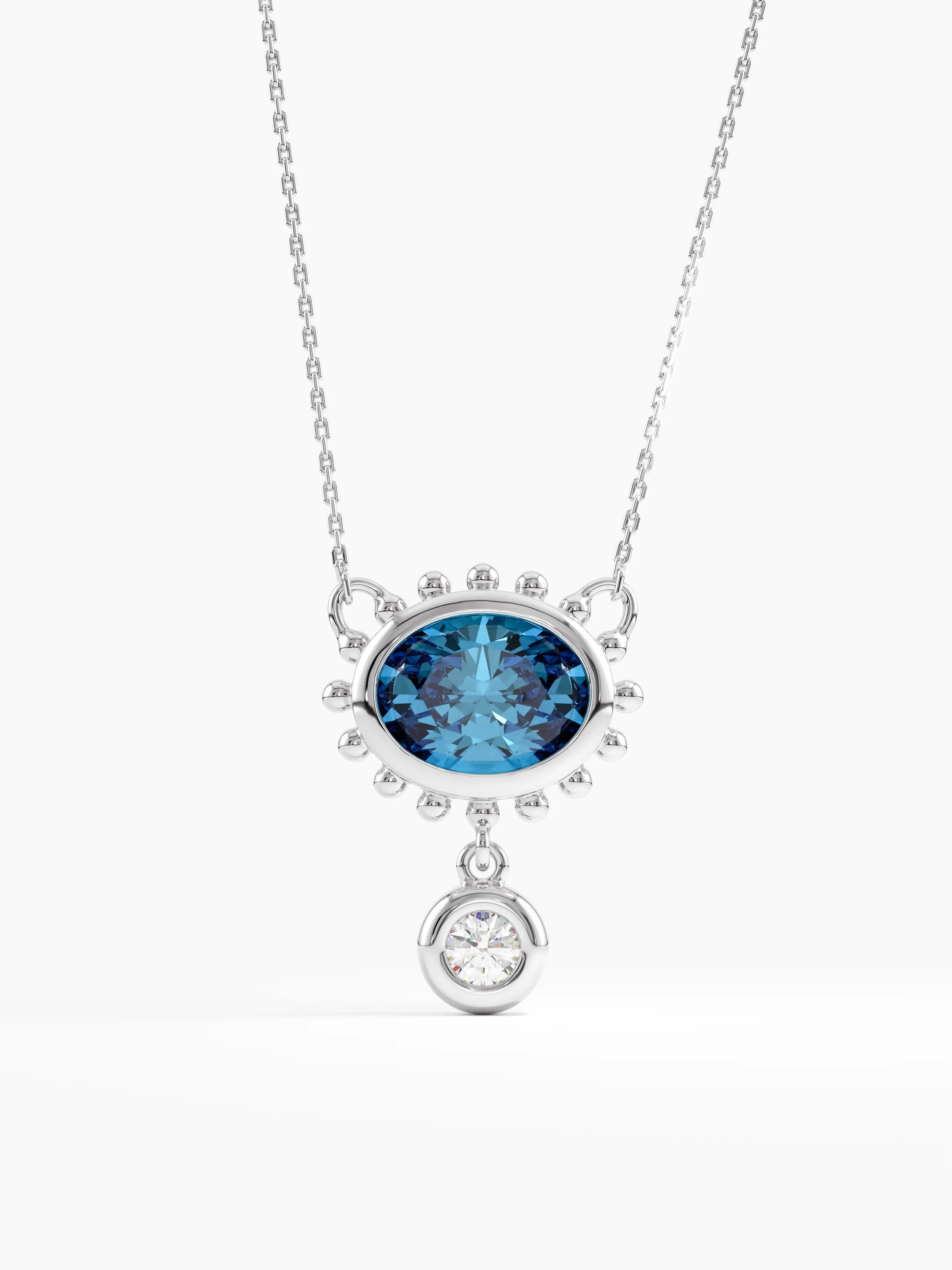 Blue Topaz Necklace, solid gold necklace, view 7 | DiaFifth