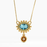 Blue Topaz Necklace, solid gold necklace, view 4 | DiaFifth