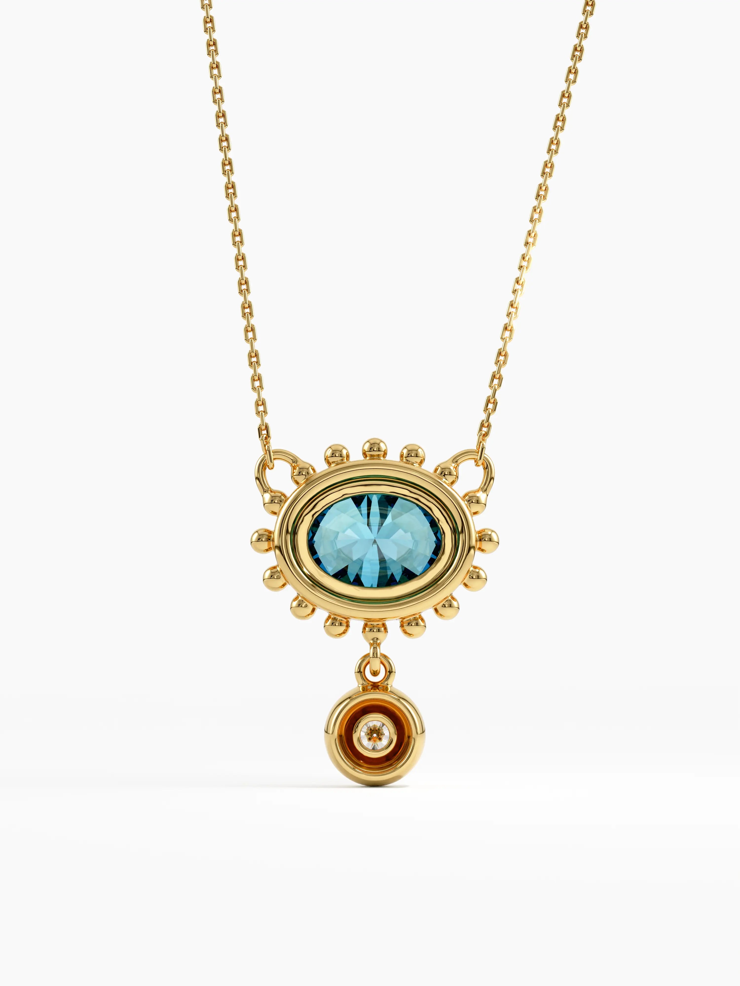 Blue Topaz Necklace, solid gold necklace, view 4 | DiaFifth