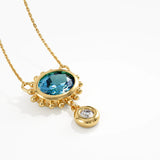 Blue Topaz Necklace, solid gold necklace, view 8 | DiaFifth