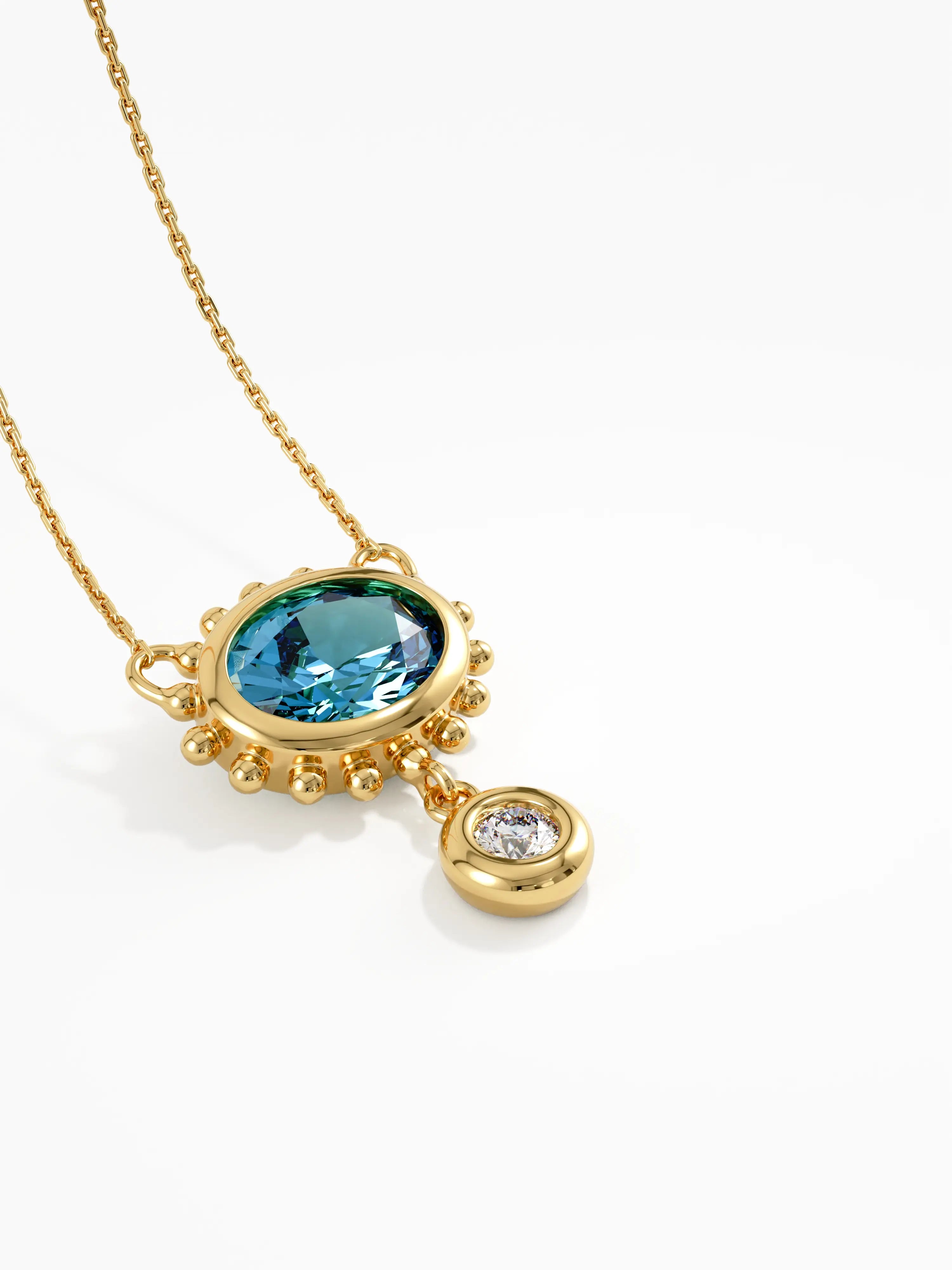 Blue Topaz Necklace, solid gold necklace, view 8 | DiaFifth