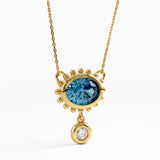 Blue Topaz Necklace, solid gold necklace, view 9 | DiaFifth