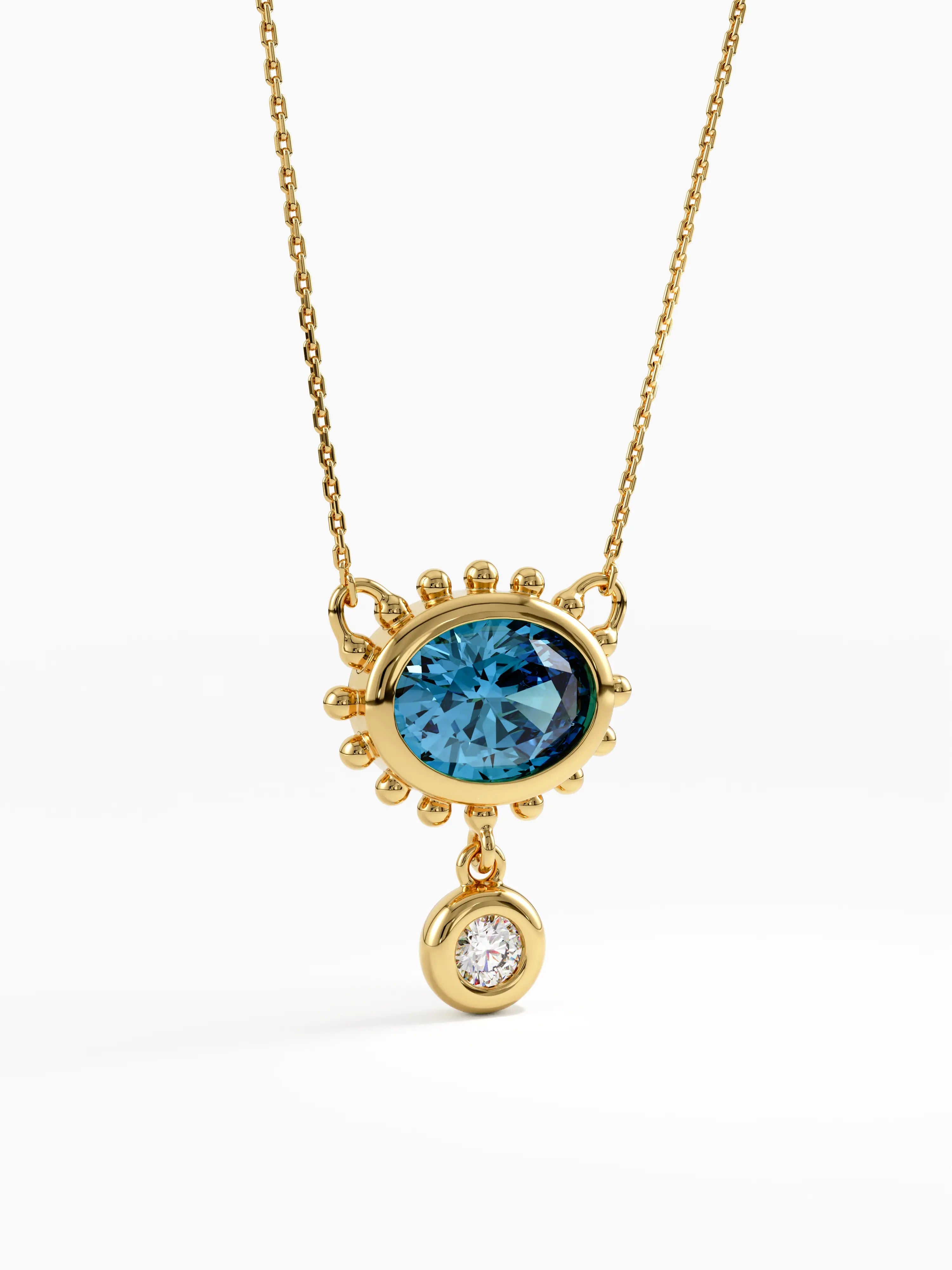 Blue Topaz Necklace, solid gold necklace, view 9 | DiaFifth