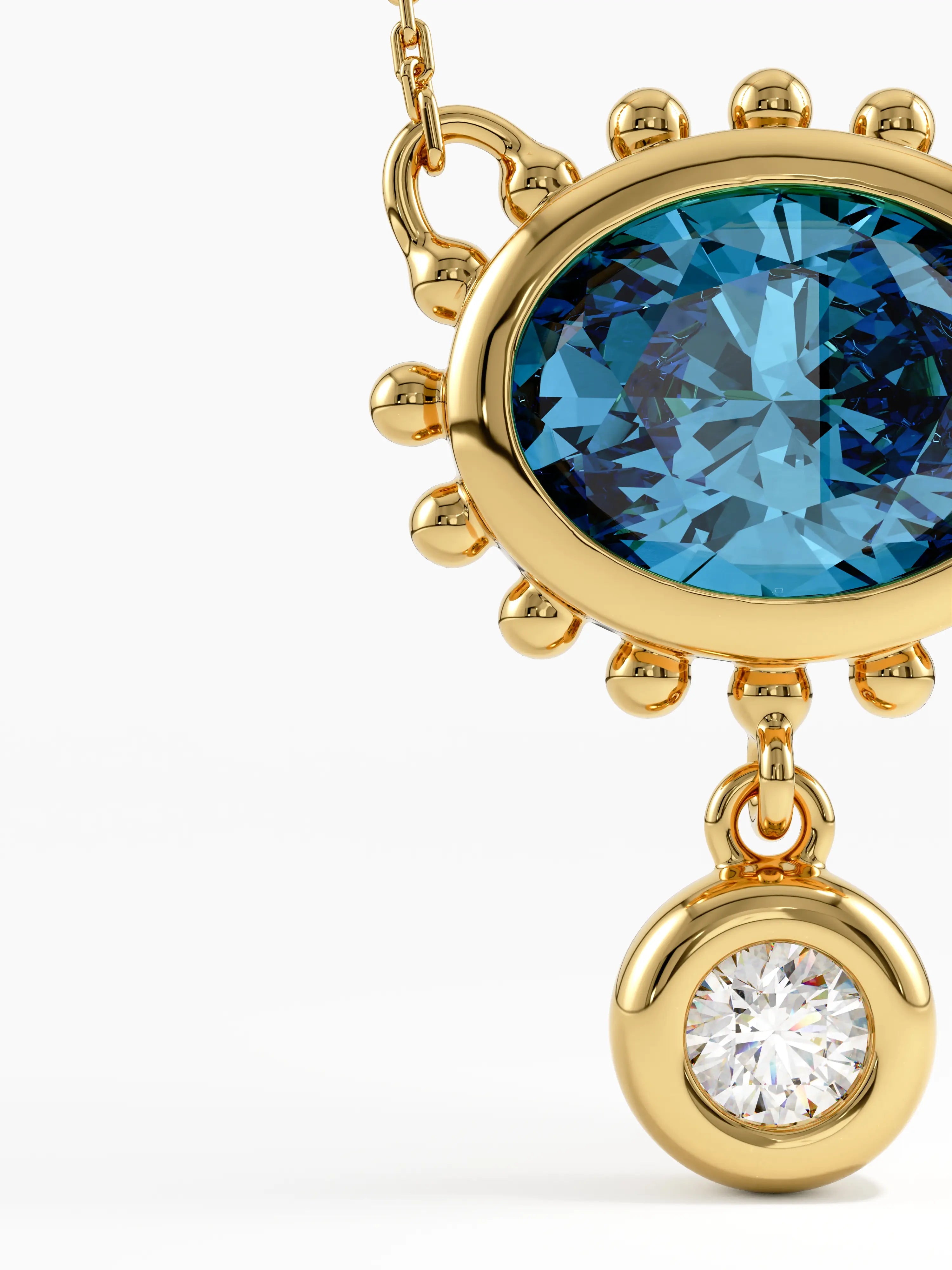 Blue Topaz Necklace, solid gold necklace, view 2 | DiaFifth