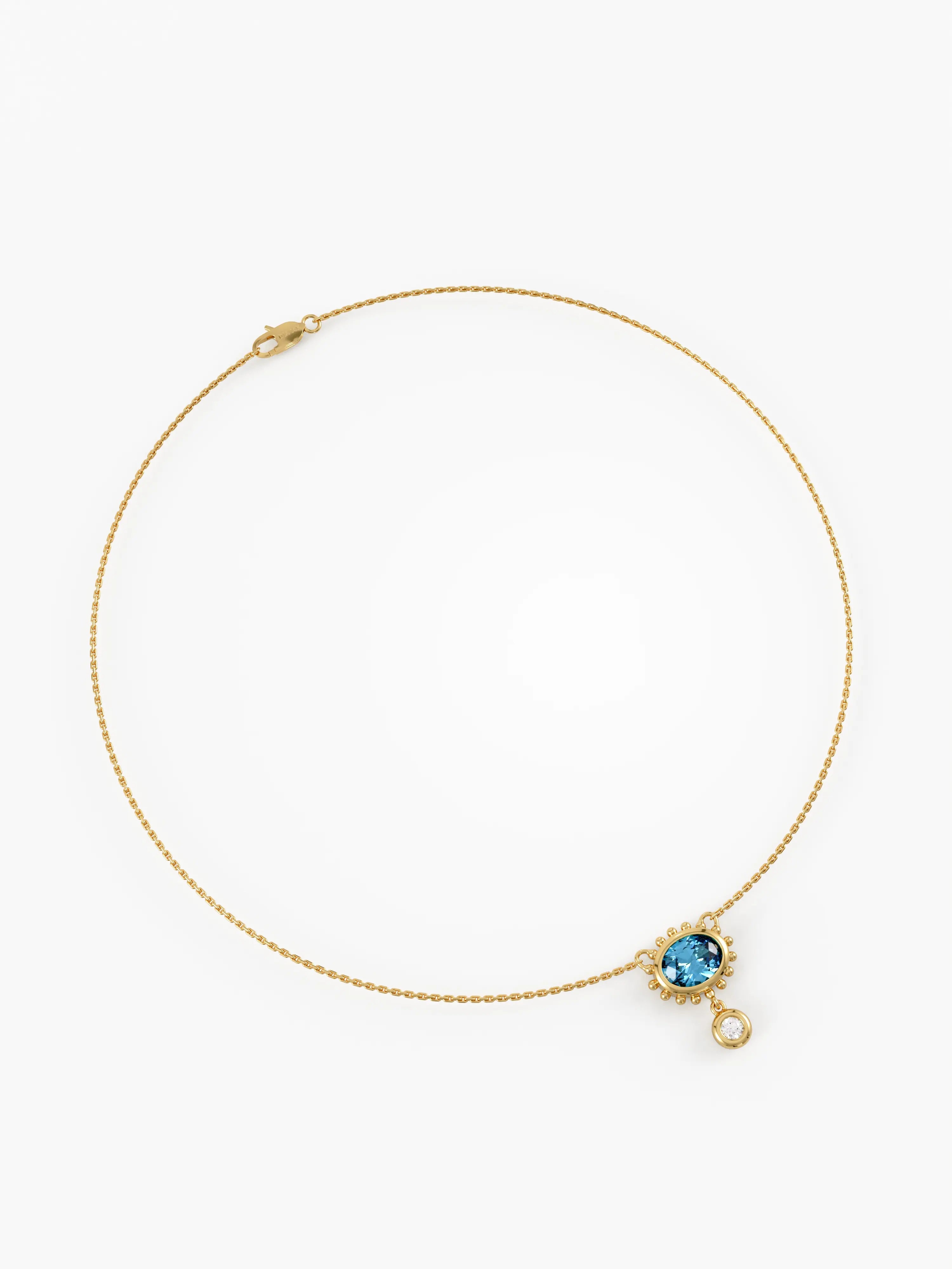 Blue Topaz Necklace, solid gold necklace, view 5 | DiaFifth