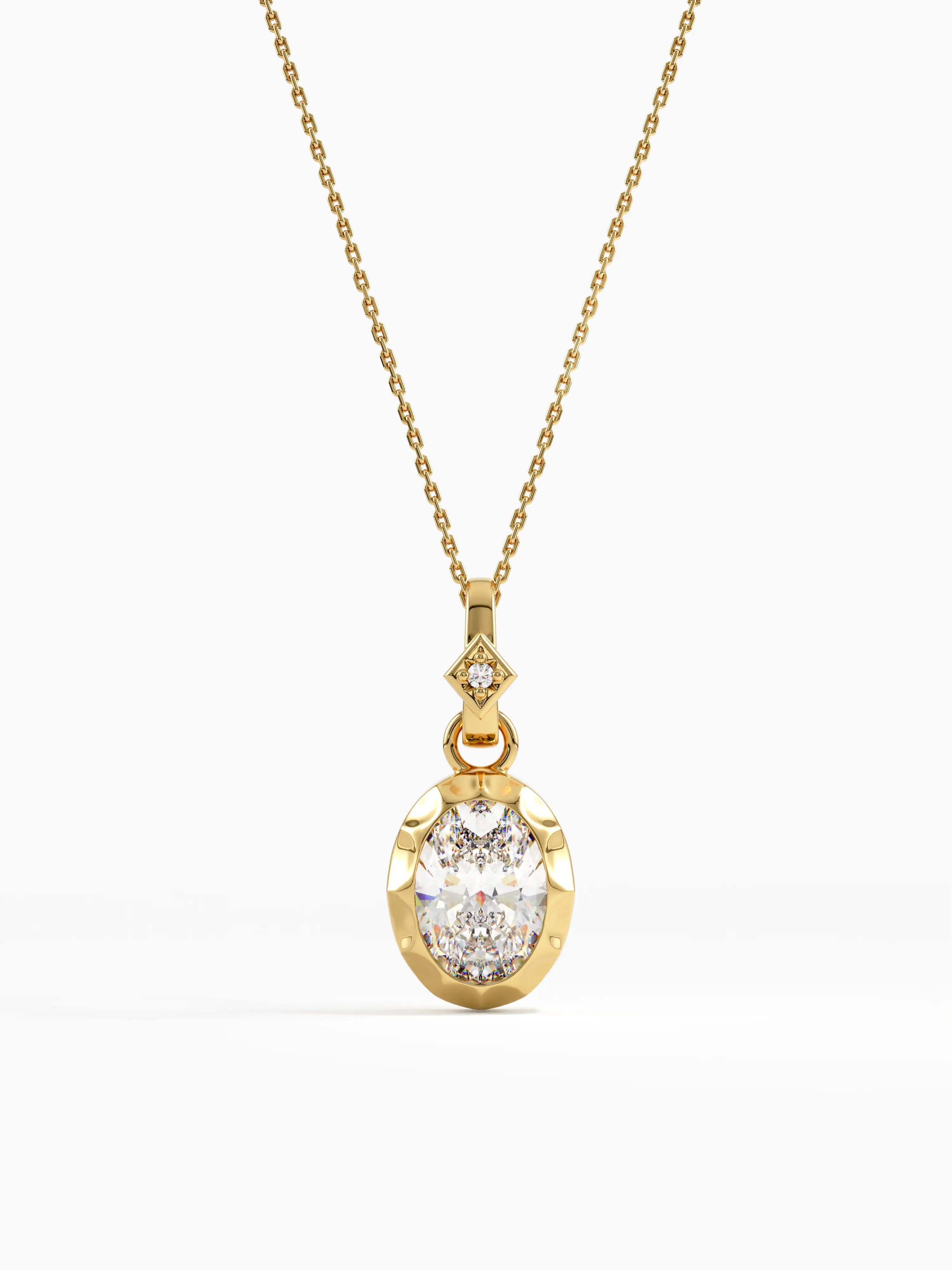 Oval Necklace, solid gold necklace | DiaFifth