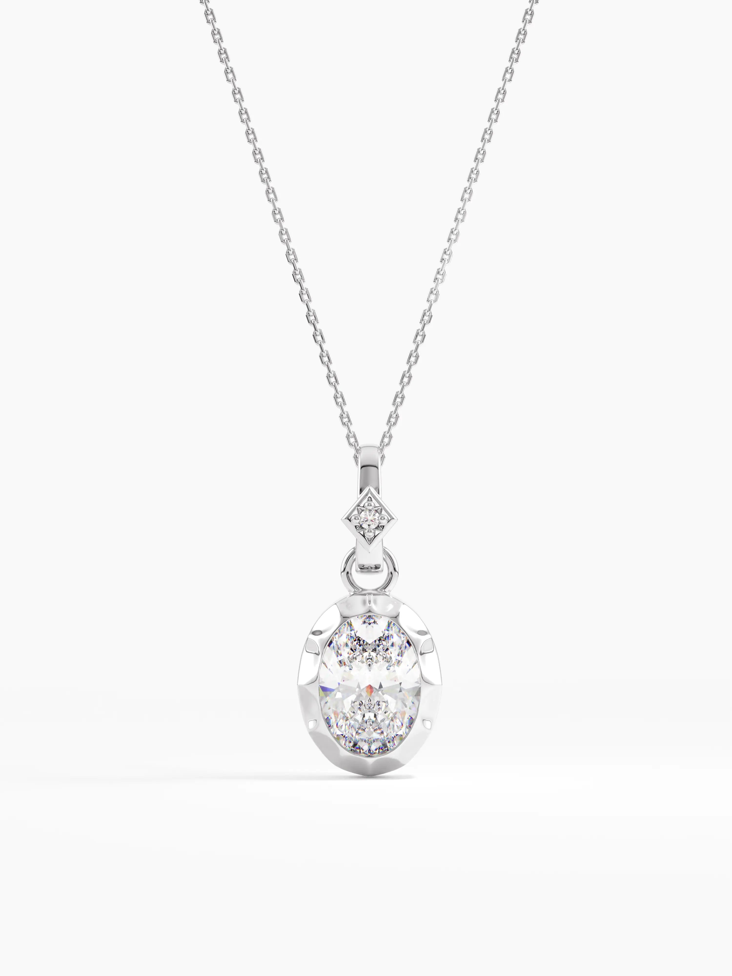 Oval Necklace, solid gold necklace, view 7 | DiaFifth
