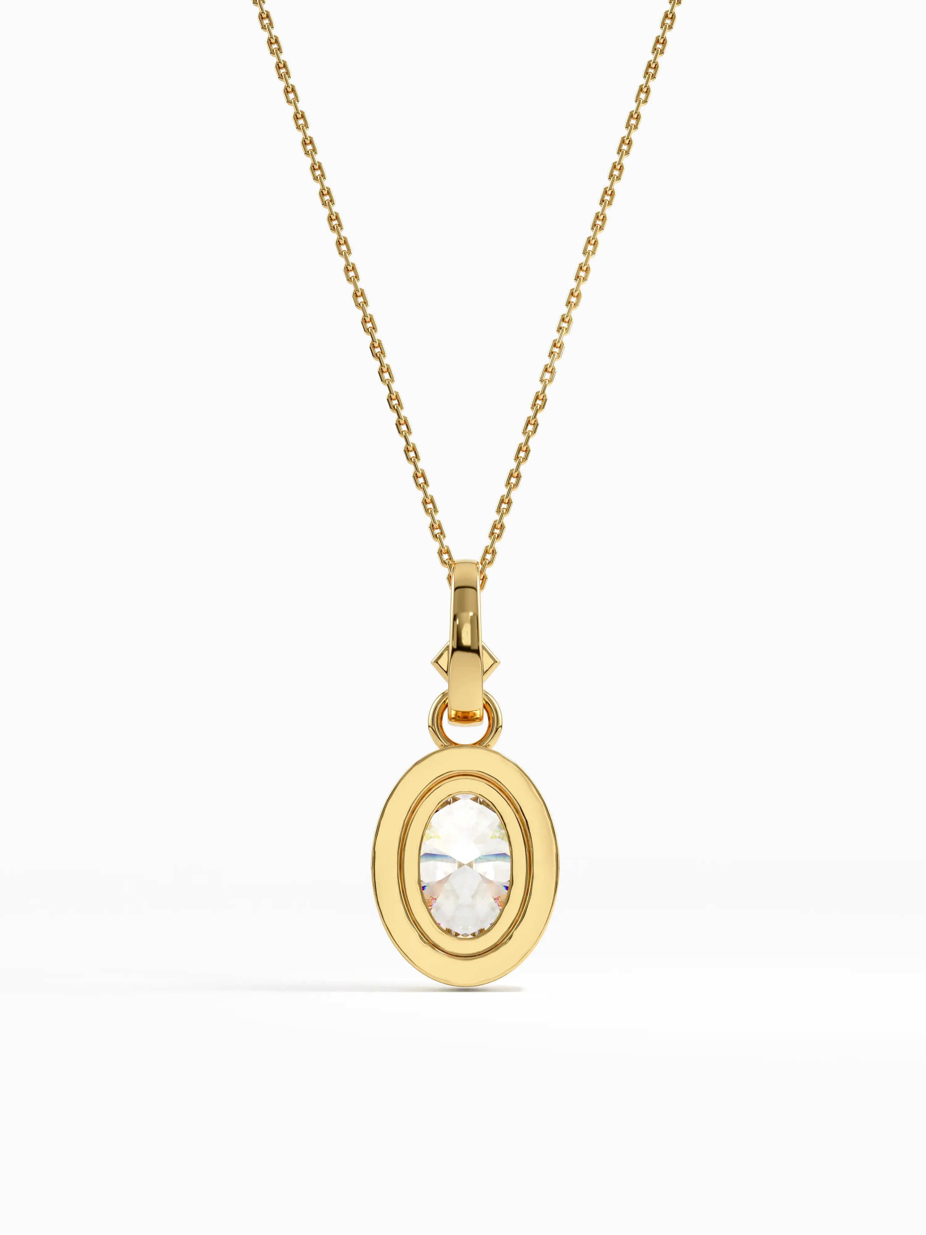 Oval Necklace, solid gold necklace, view 4 | DiaFifth