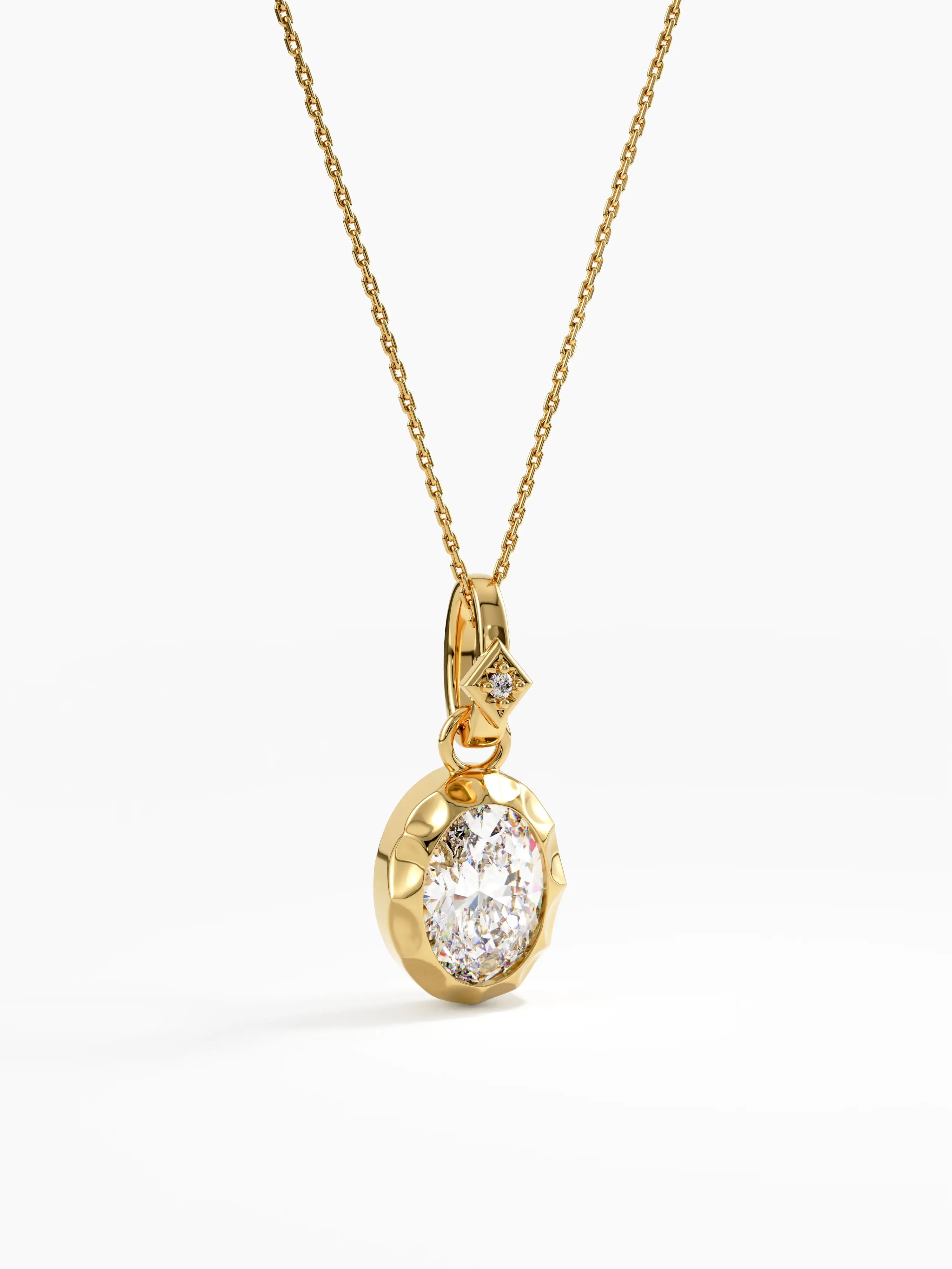 Oval Necklace, solid gold necklace, view 9 | DiaFifth