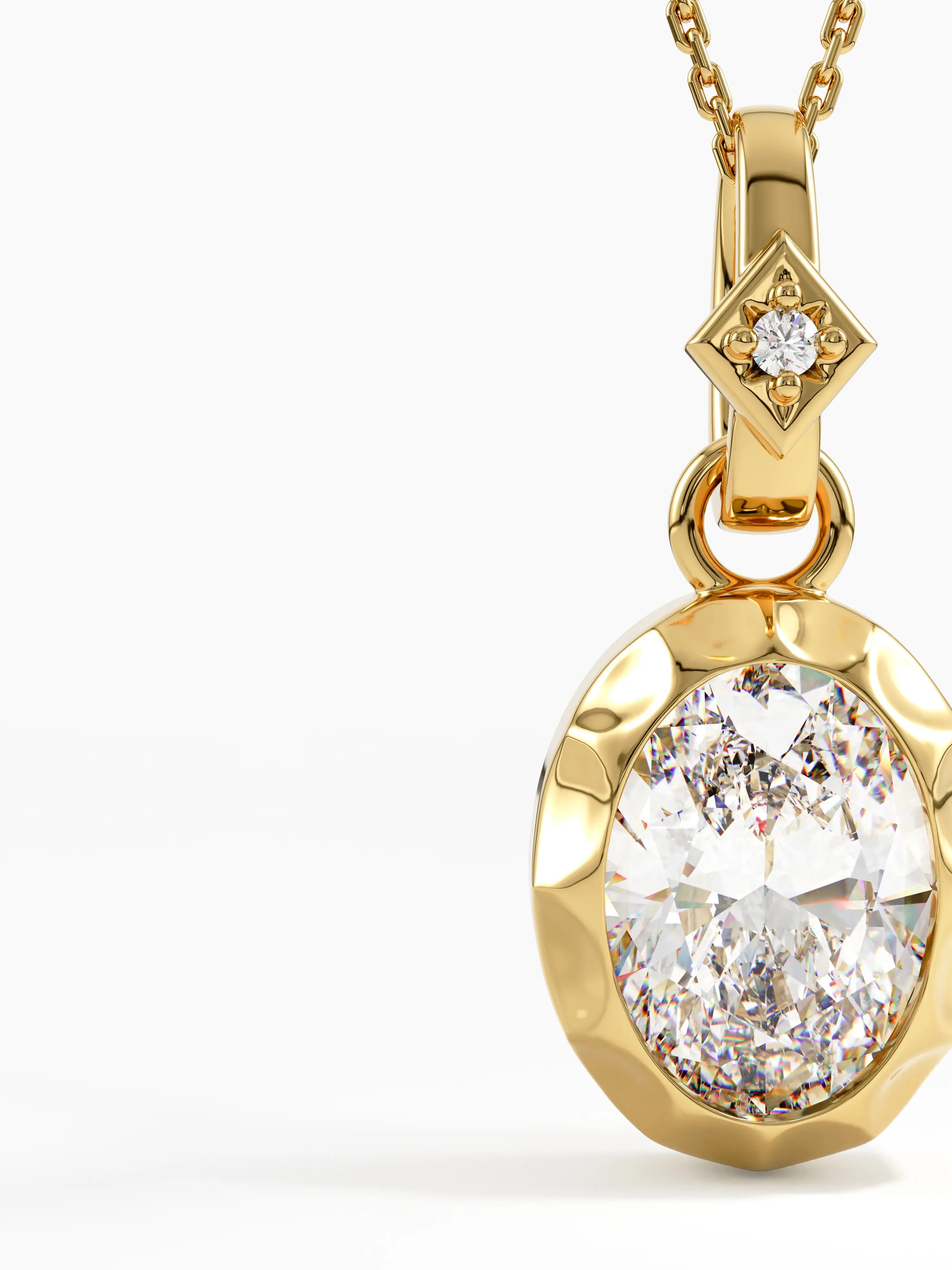 Oval Necklace, solid gold necklace, view 2 | DiaFifth